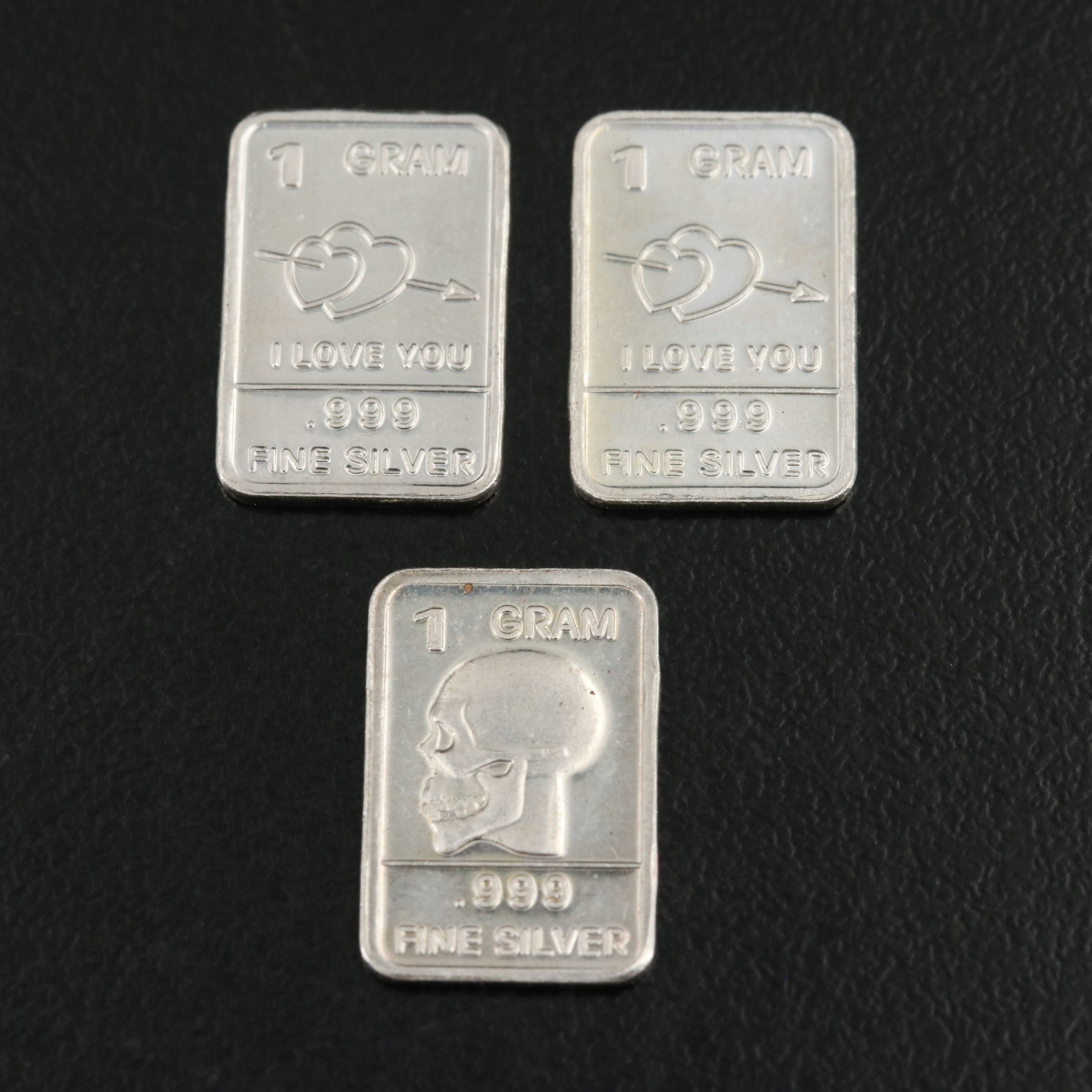 Group of Sixteen One Gram .999 Silver Bars and Rounds