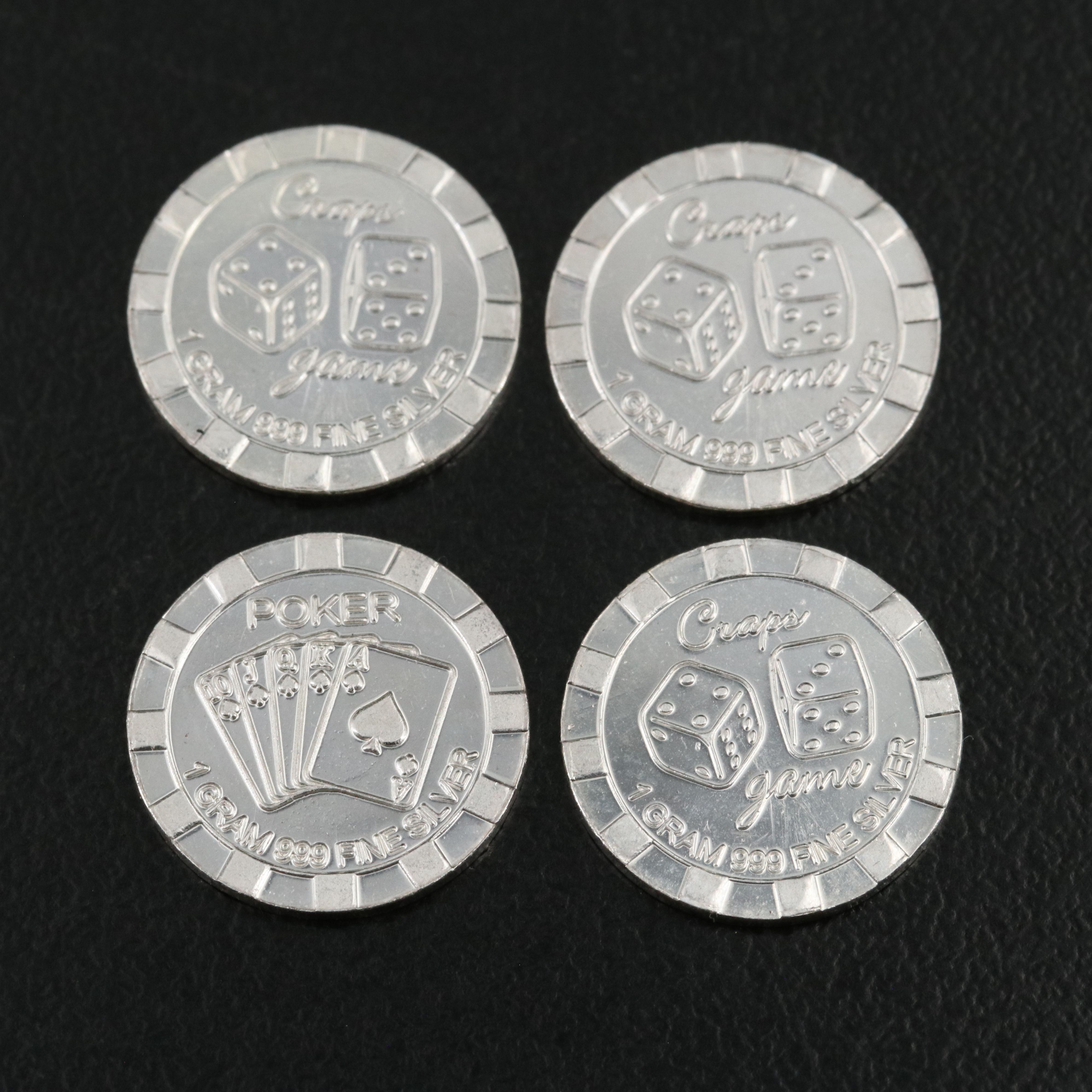 Group of Sixteen One Gram .999 Silver Bars and Rounds