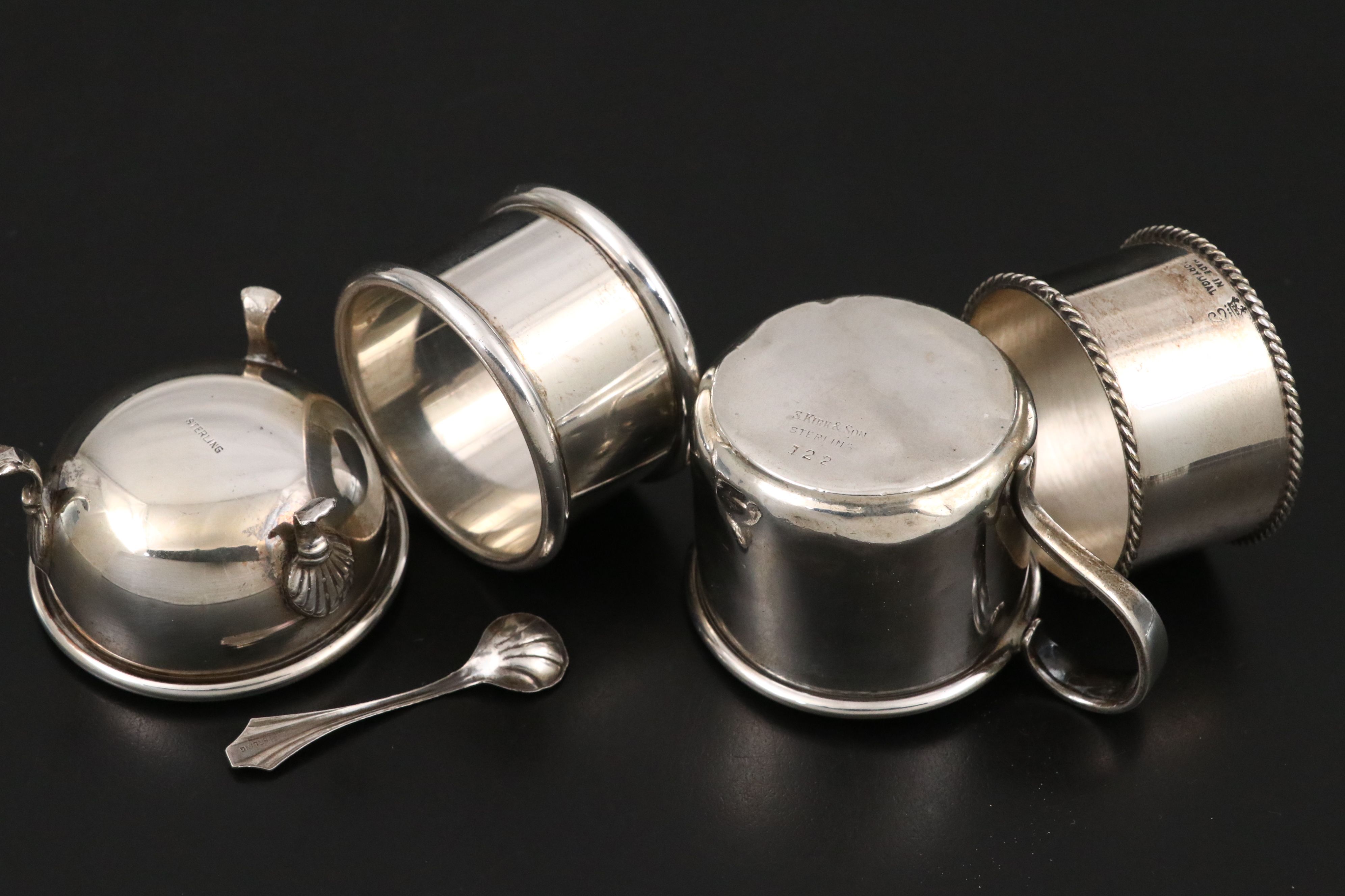 Georgian Sheffield Plate Armorial Engraved Shakers with Other Table Accessories