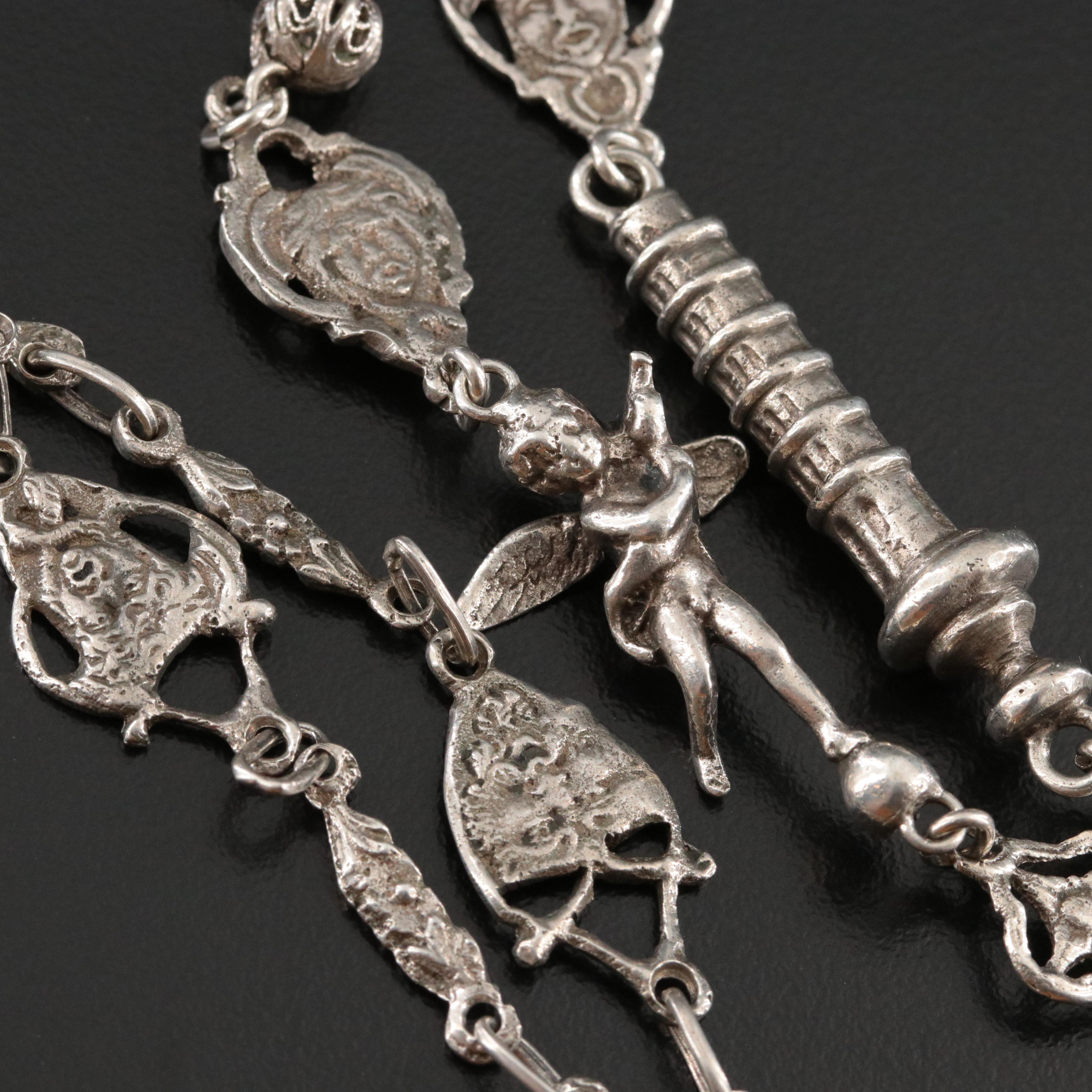 Italian 800 Silver and Sterling Agate Necklace