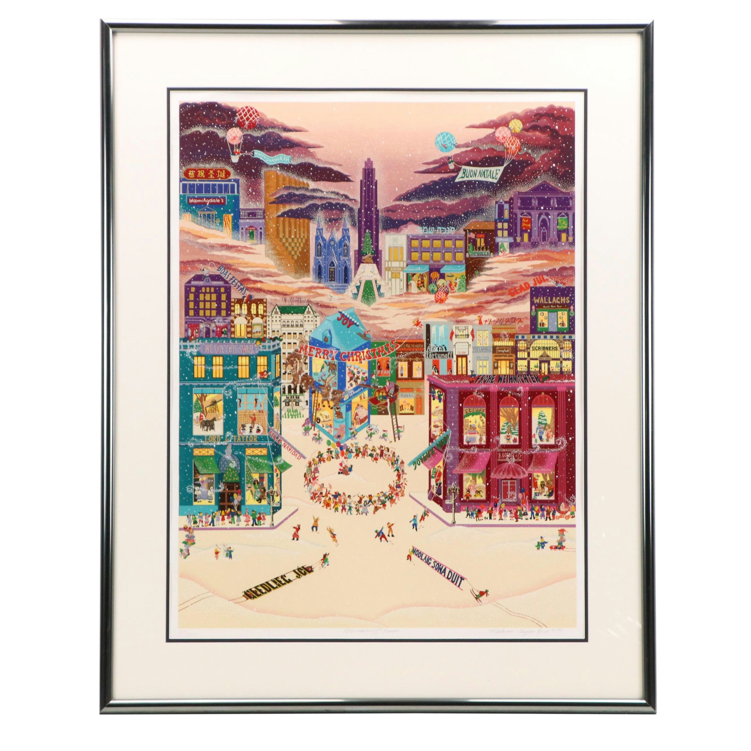 Melanie Taylor Kent Serigraph "December on 5th Avenue," 1983