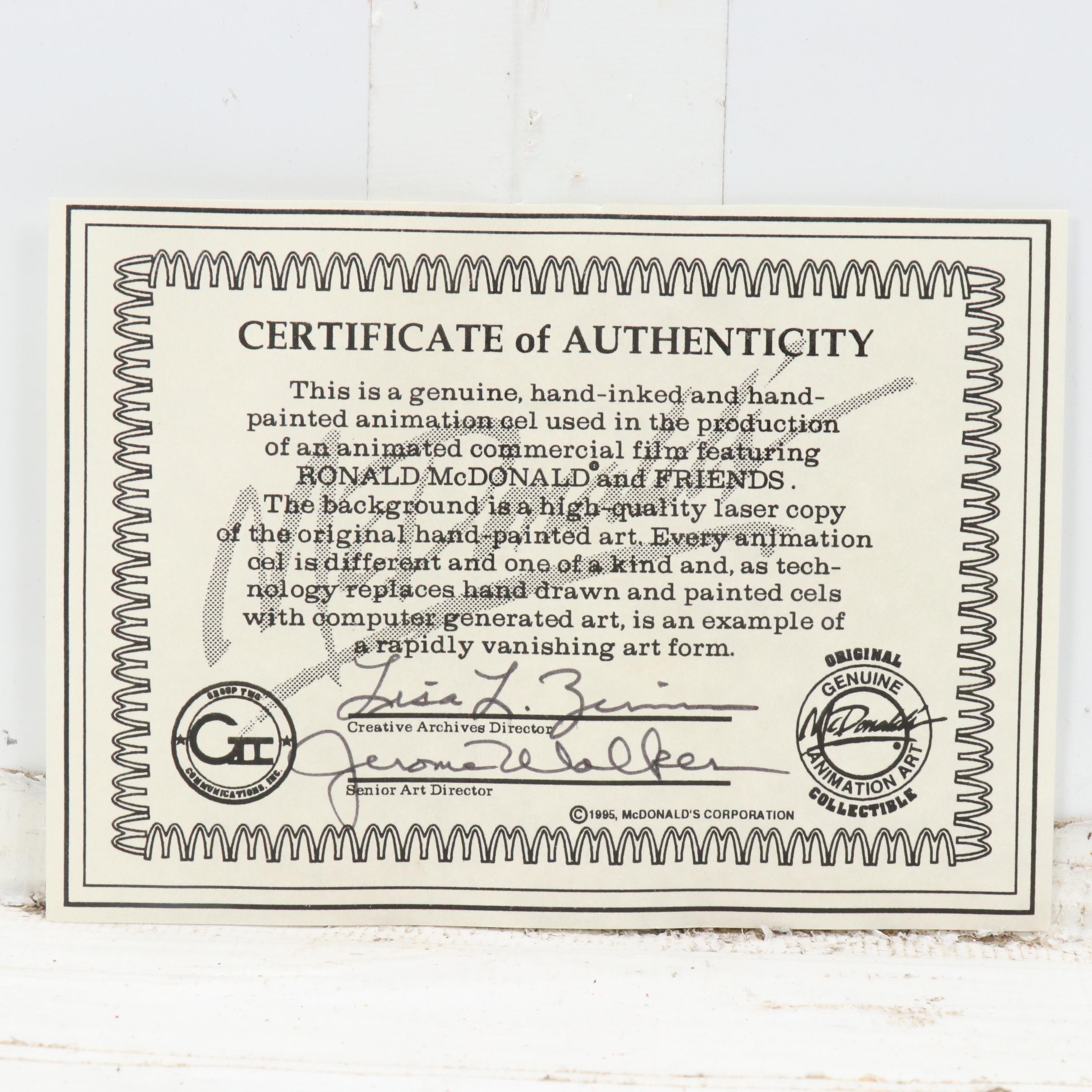 McDonald's Sericel for "Ronald McDonald and Friends"