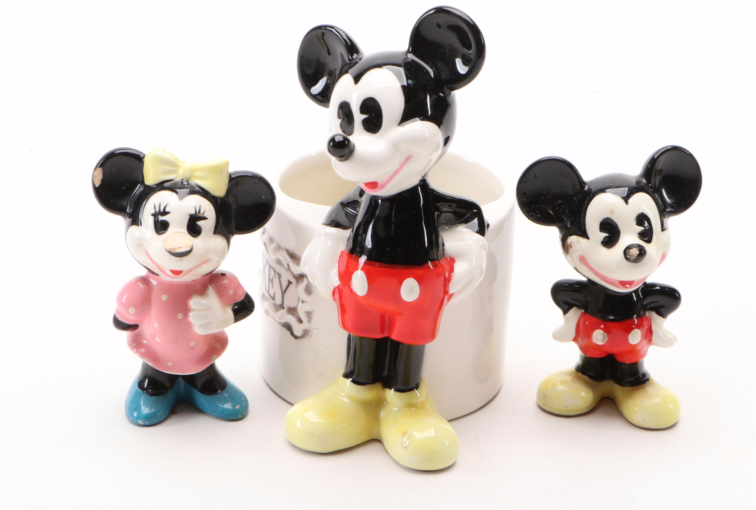 Walt Disney Mickey Ceramic Pencil Holder and Figurines with Metal Frog Molds