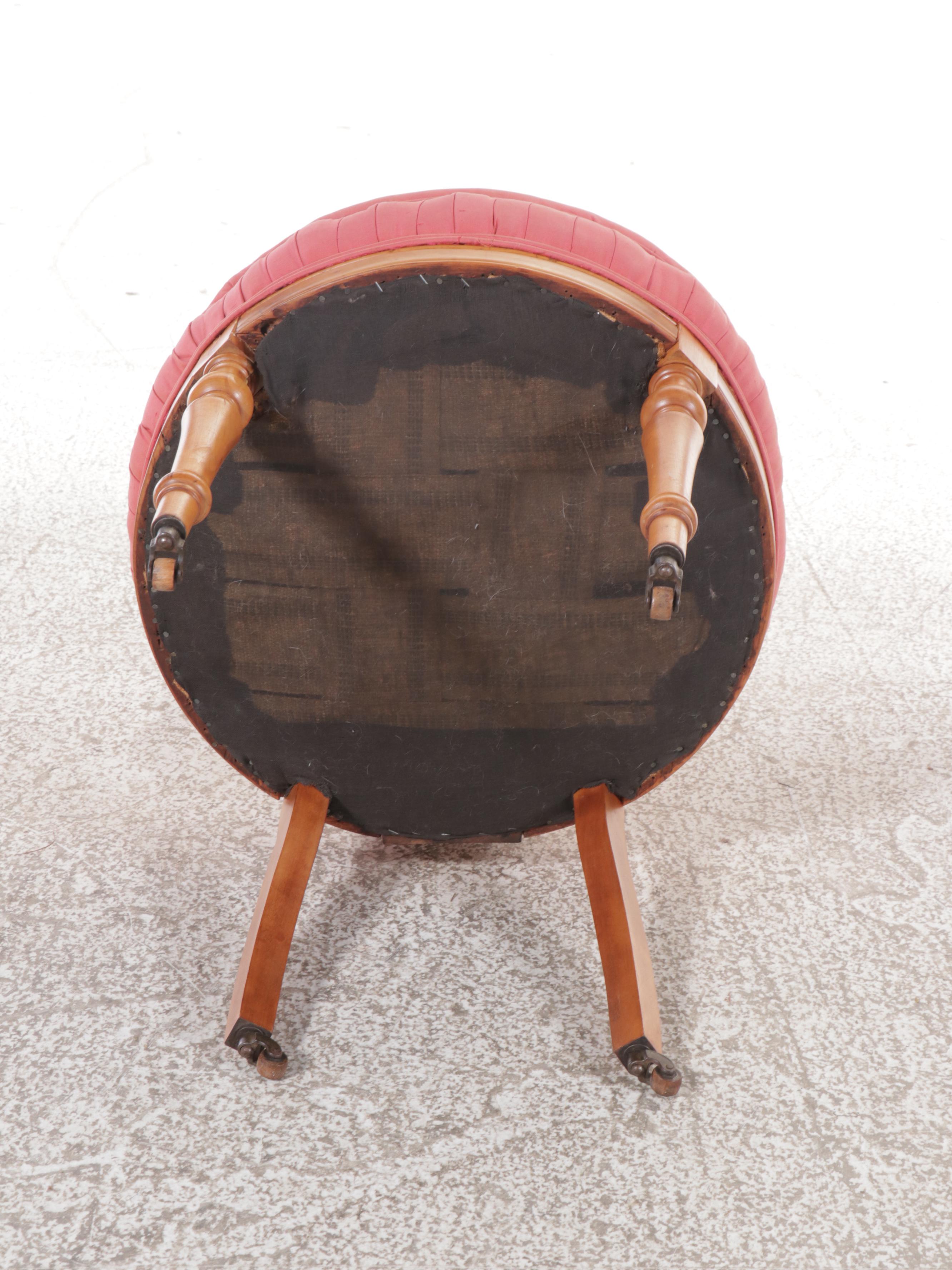 Victorian Rococo Revival Two Piece Upholstered Carved Wood Parlor Set