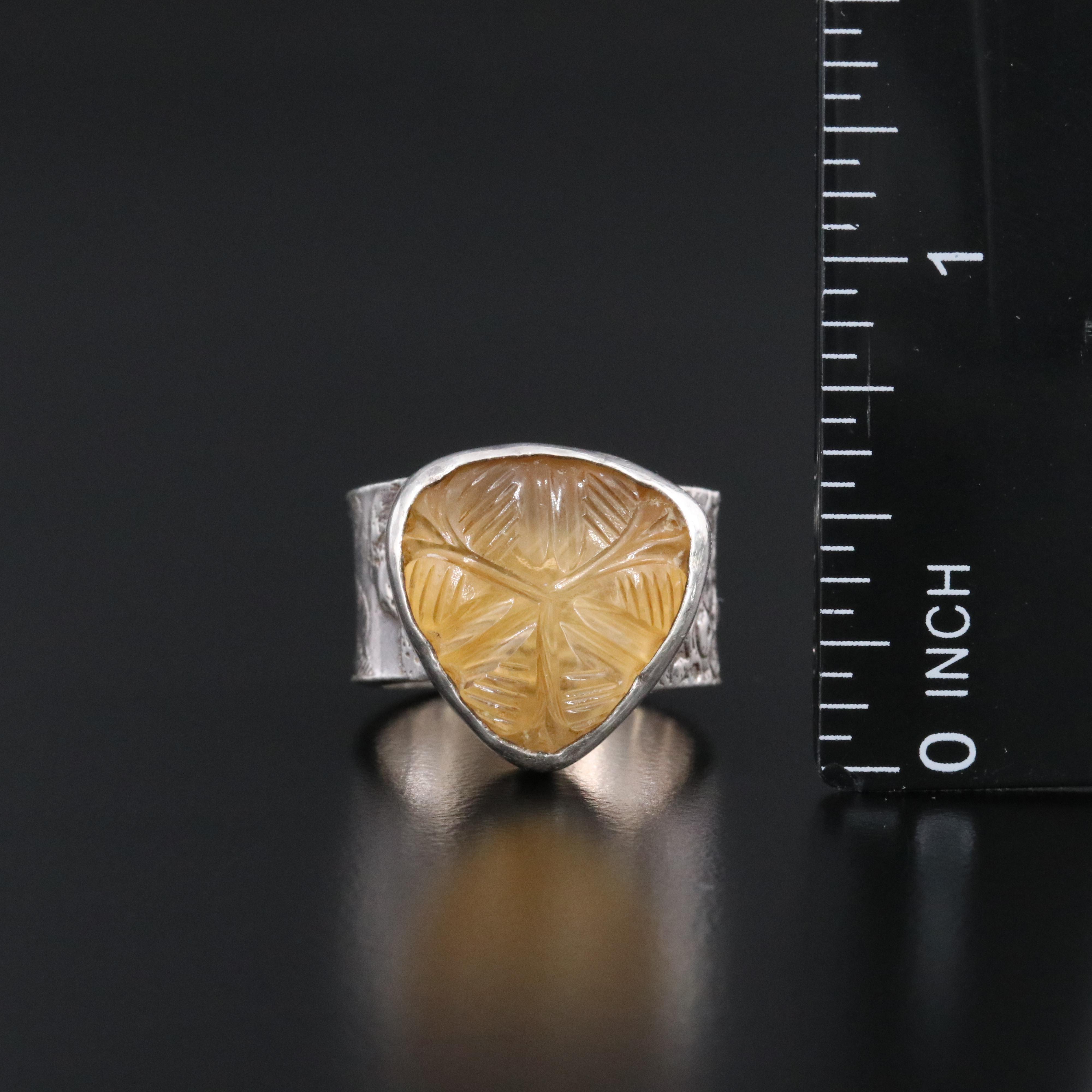 Fine Silver Citrine Floral Ring