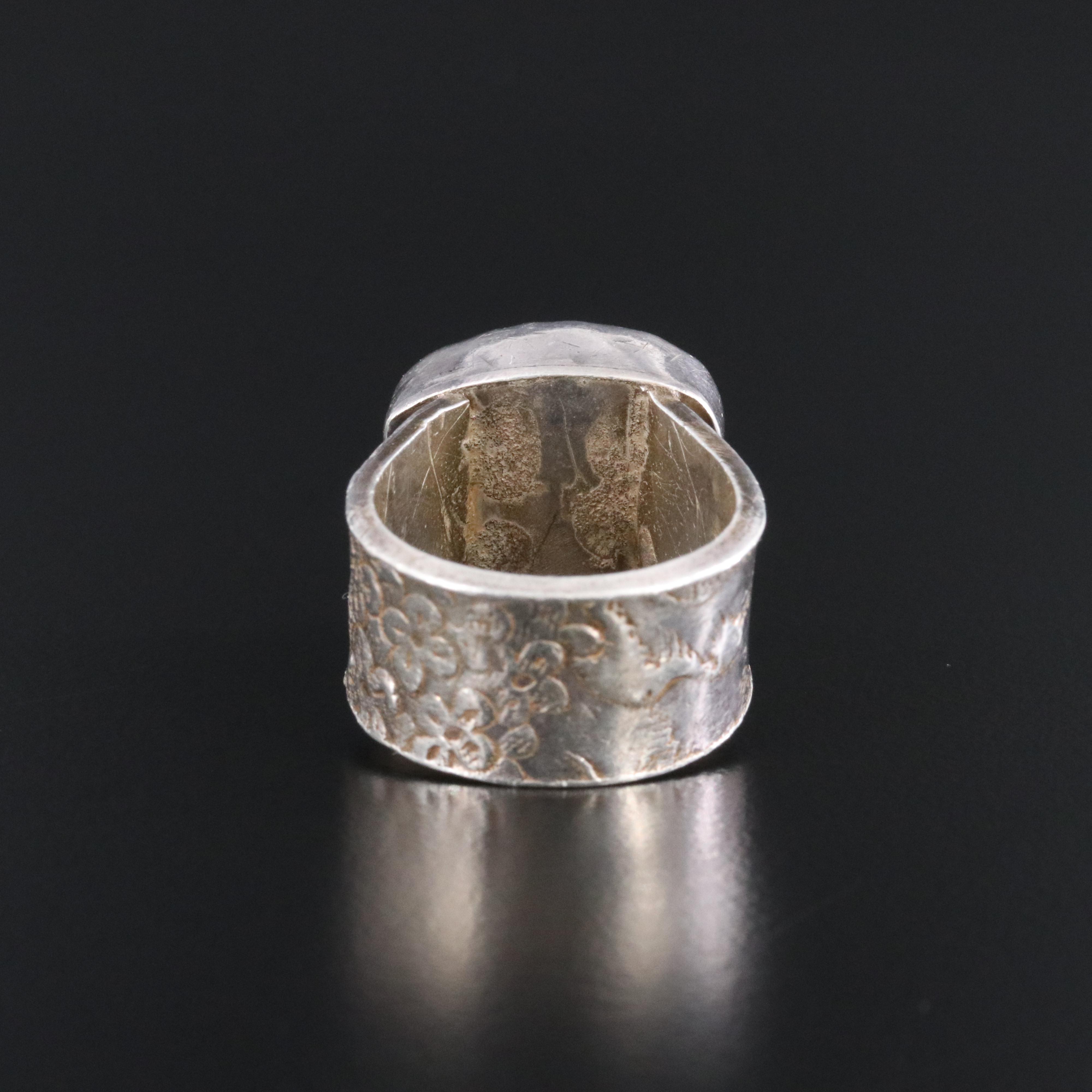 Fine Silver Citrine Floral Ring