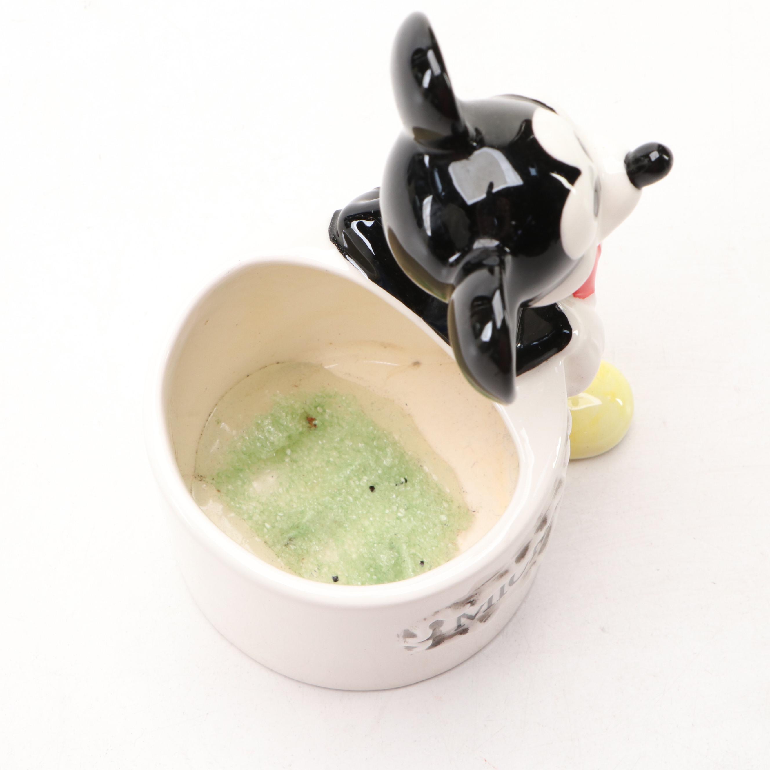 Walt Disney Mickey Ceramic Pencil Holder and Figurines with Metal Frog Molds