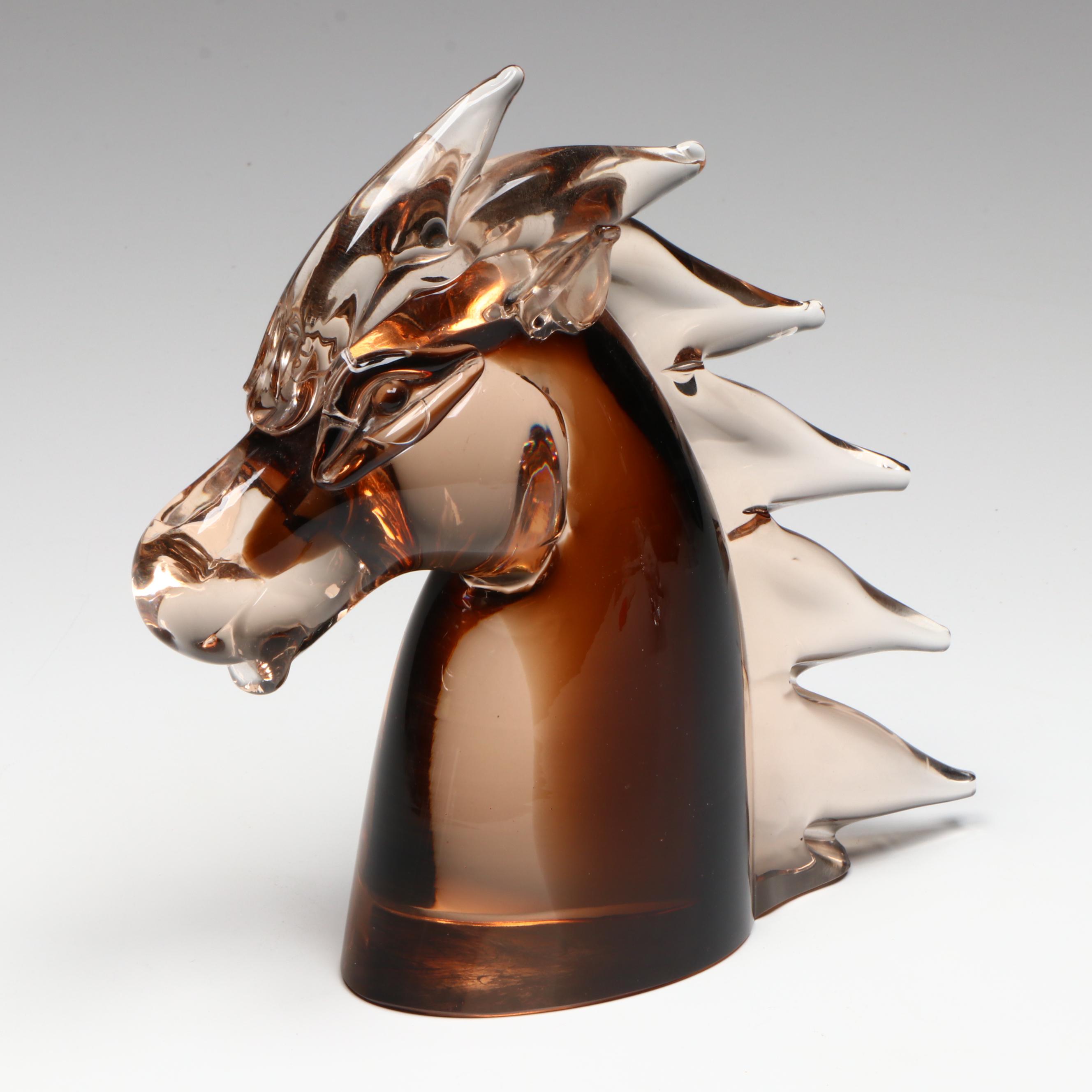 Murano Style Glass Wild Mustang Horse Head with Other Bull Shaped Bowl