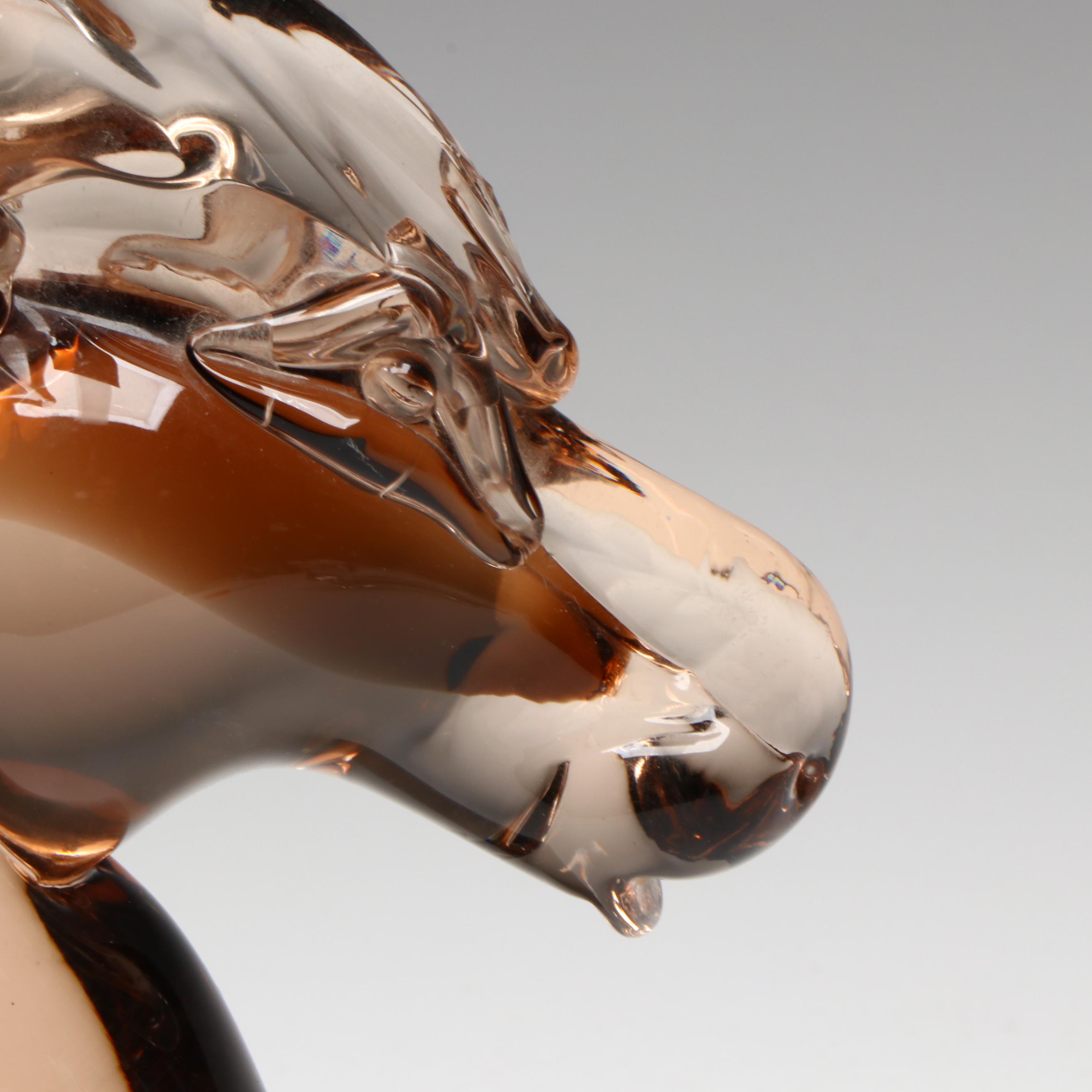 Murano Style Glass Wild Mustang Horse Head with Other Bull Shaped Bowl
