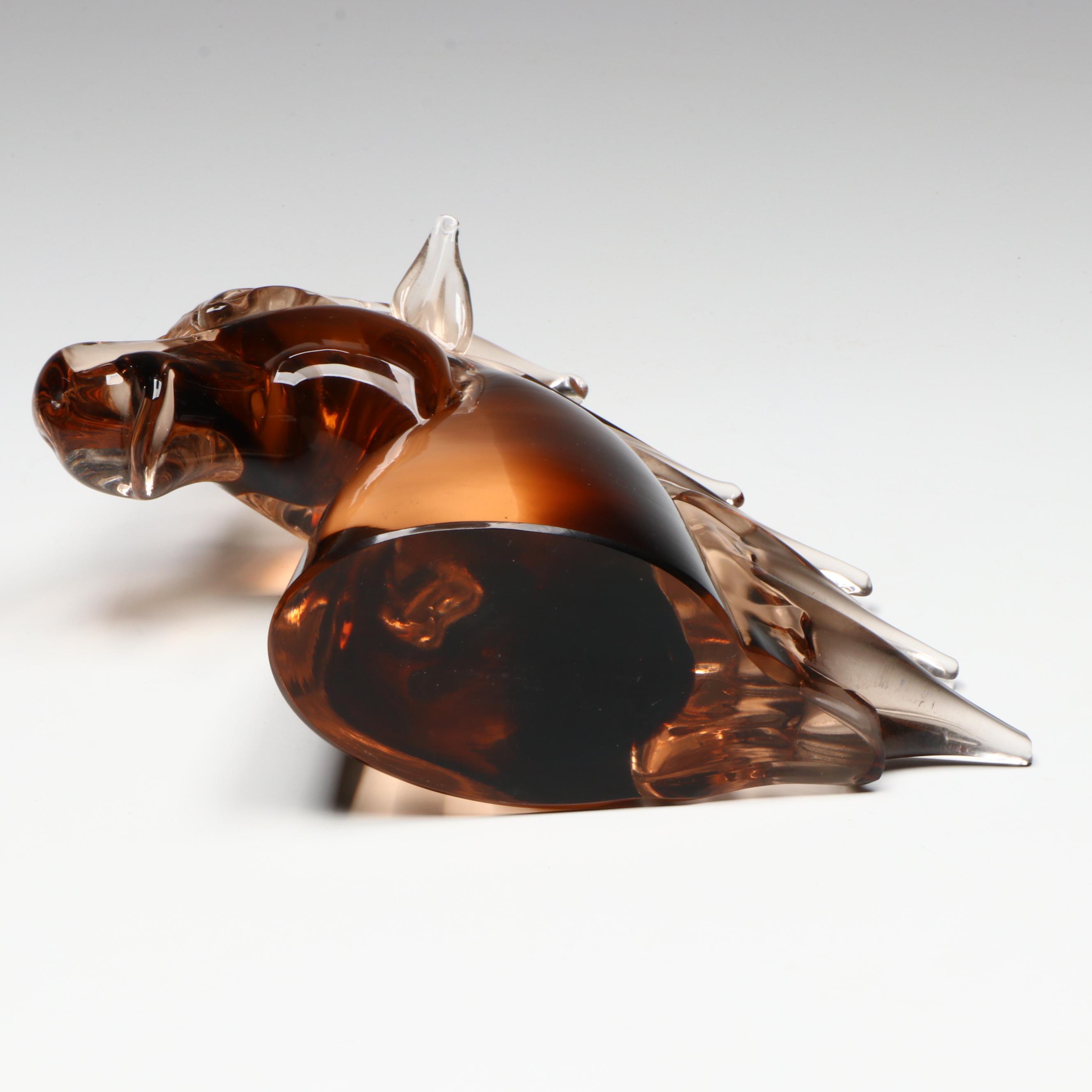 Murano Style Glass Wild Mustang Horse Head with Other Bull Shaped Bowl