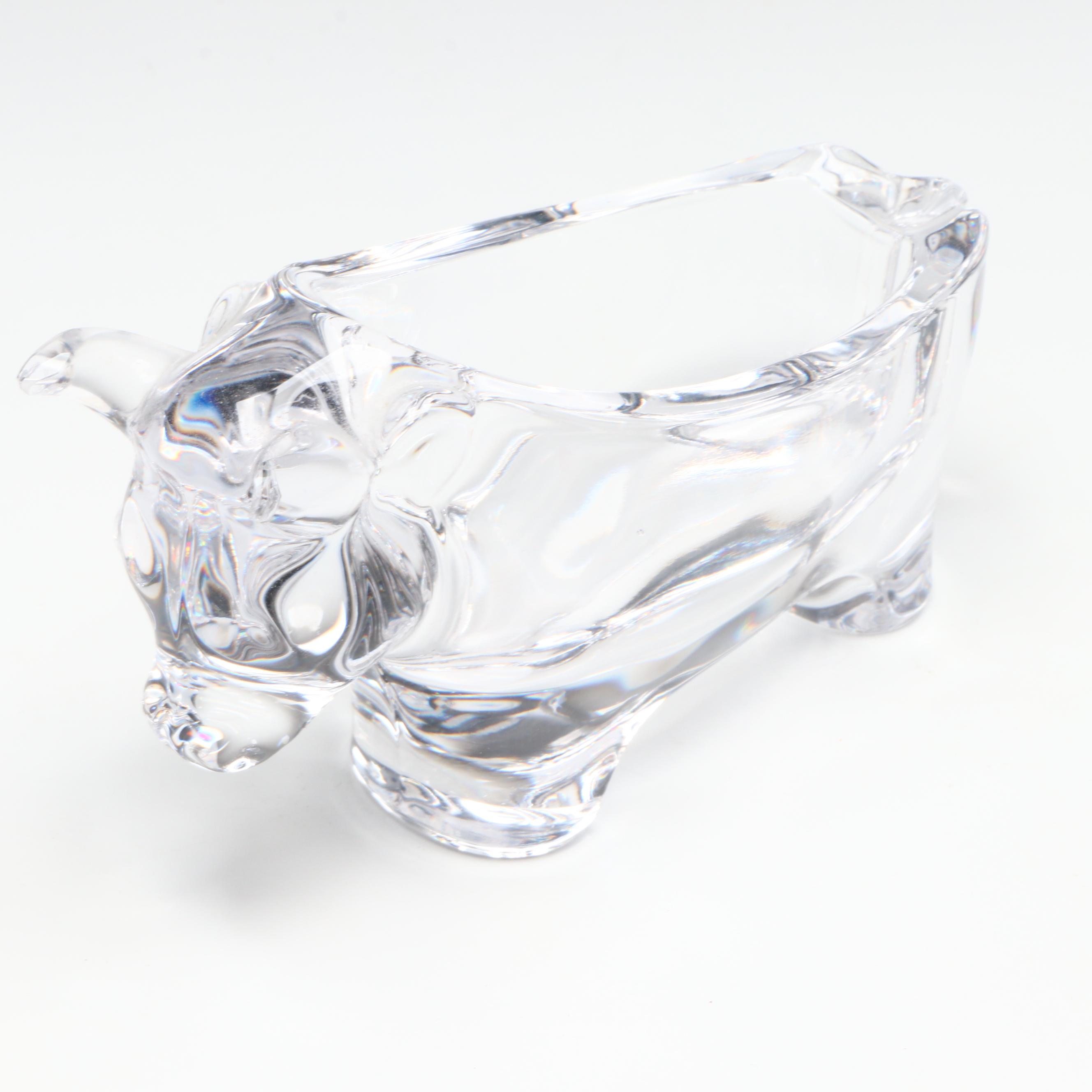 Murano Style Glass Wild Mustang Horse Head with Other Bull Shaped Bowl