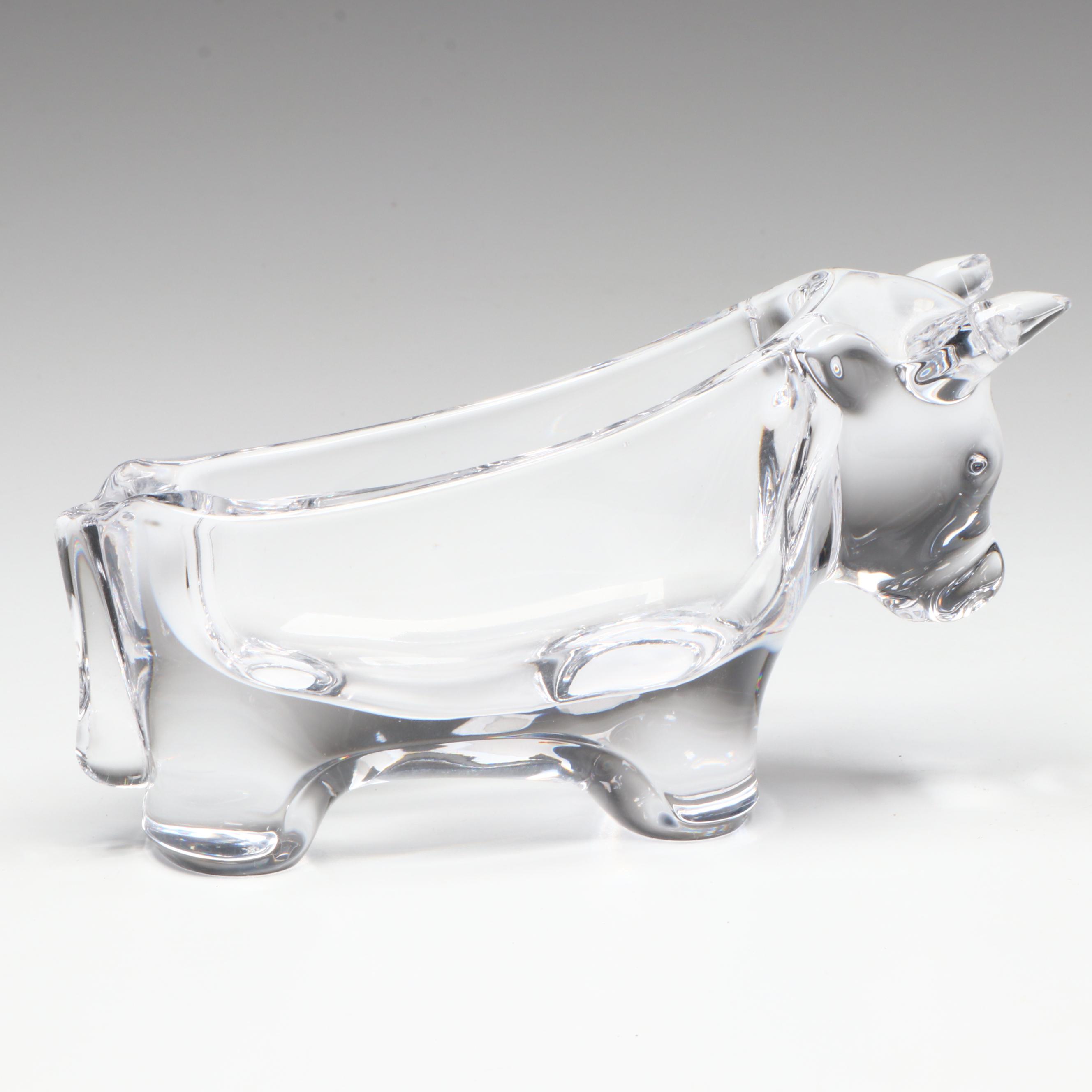 Murano Style Glass Wild Mustang Horse Head with Other Bull Shaped Bowl