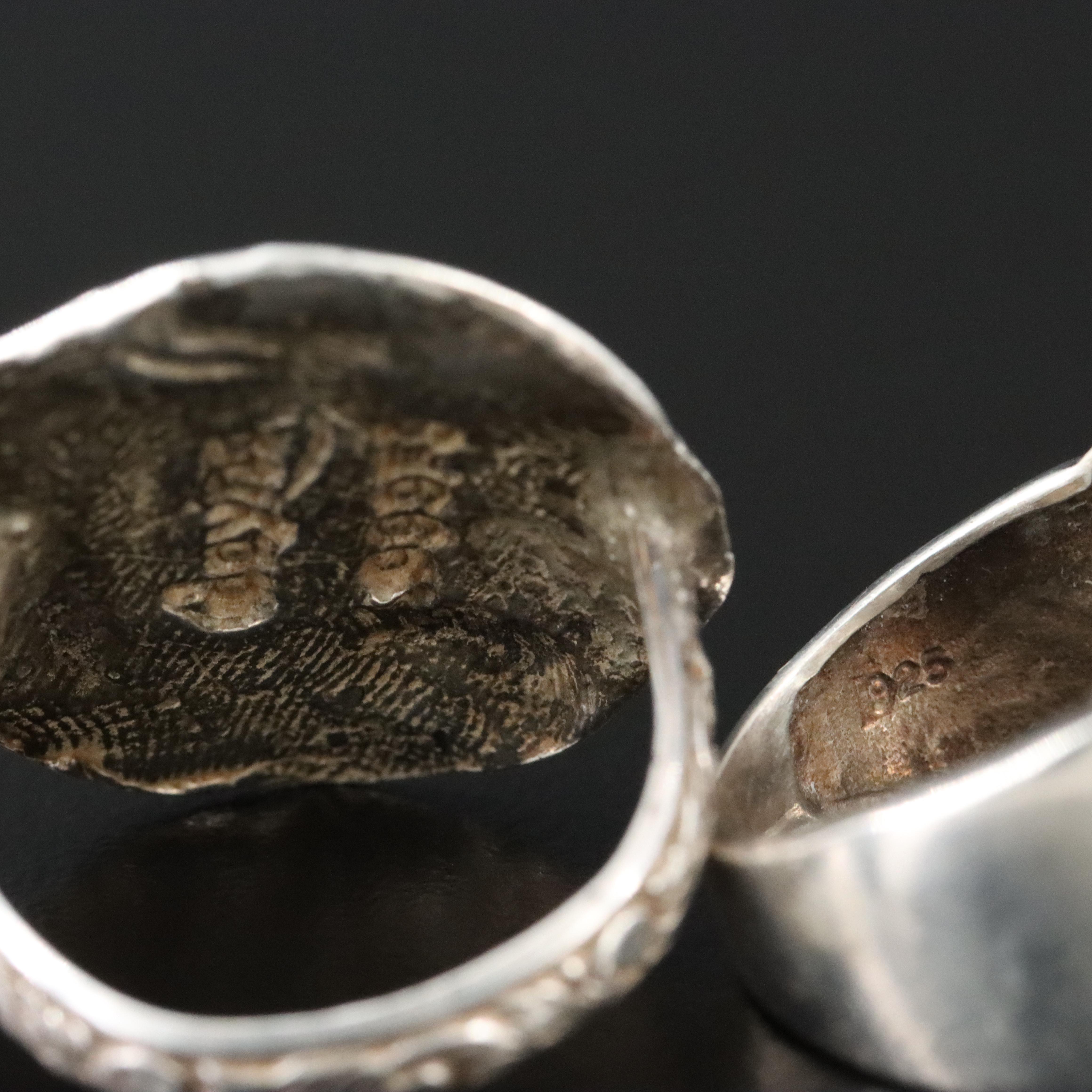 Echo of the Dreamer and Ceramic Featured in Sterling and Fine Silver Rings