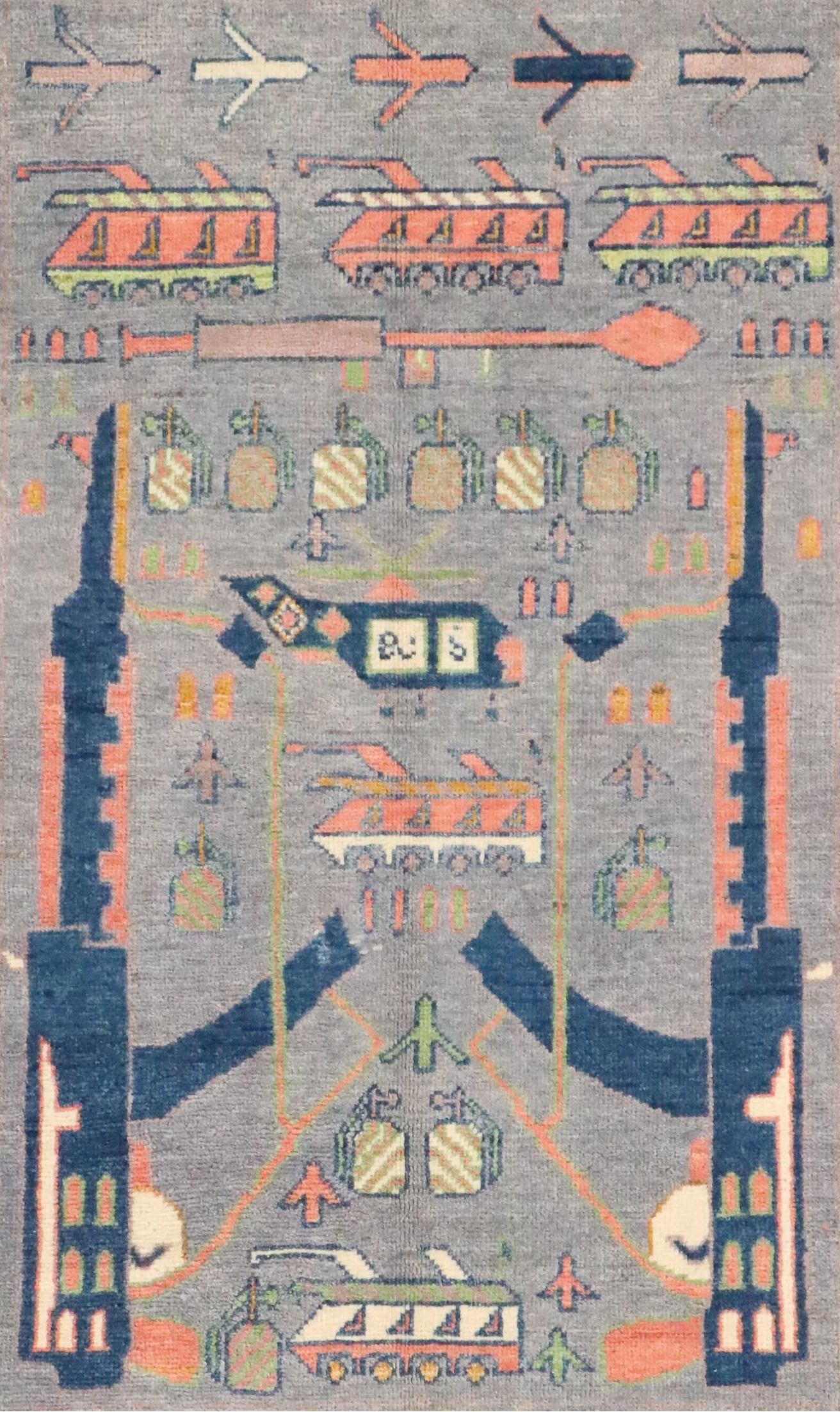 2'7 x 4'1 Hand-Knotted Afghan Pictorial War Accent Rug