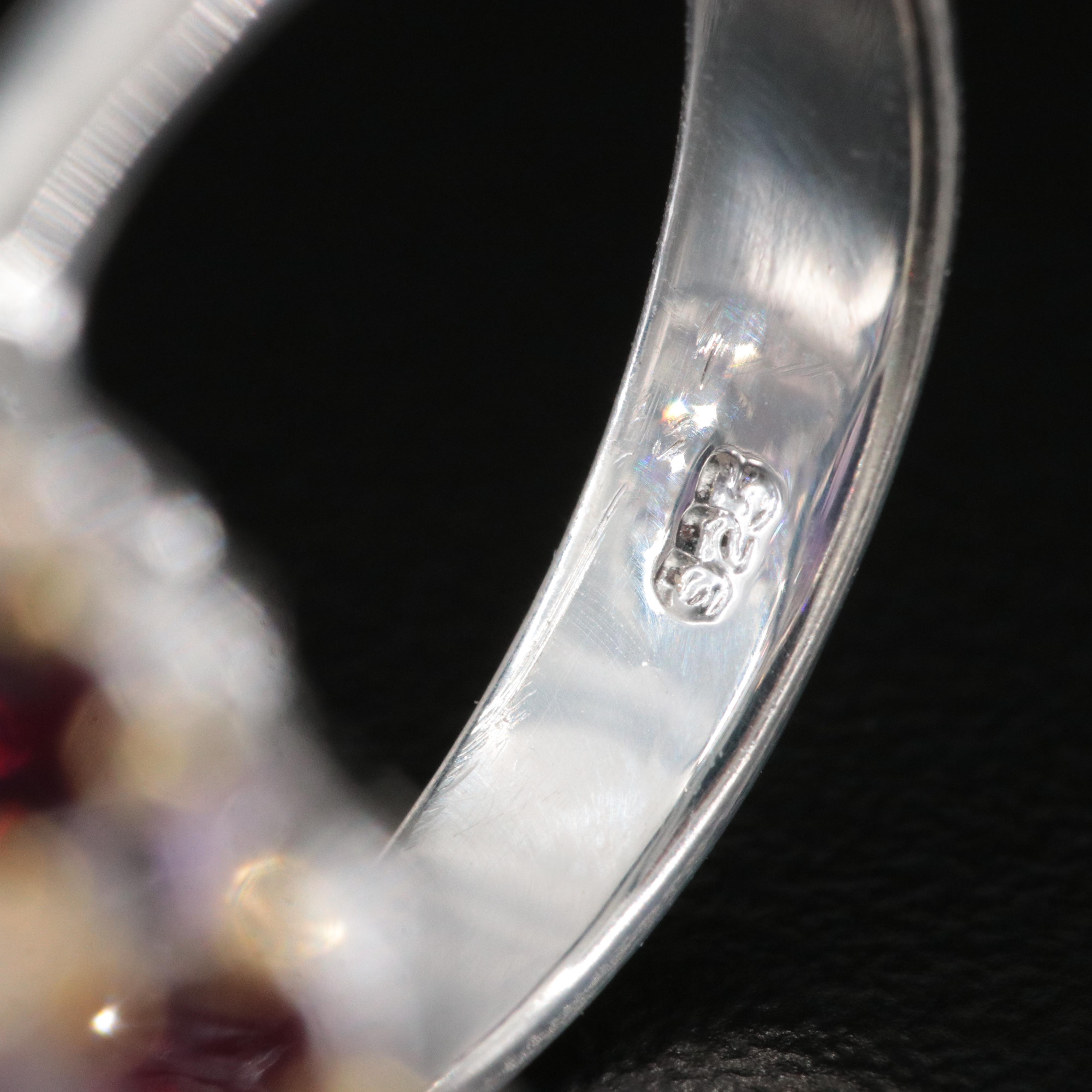 Sterling Amethyst, Blue Topaz and Garnet Ring