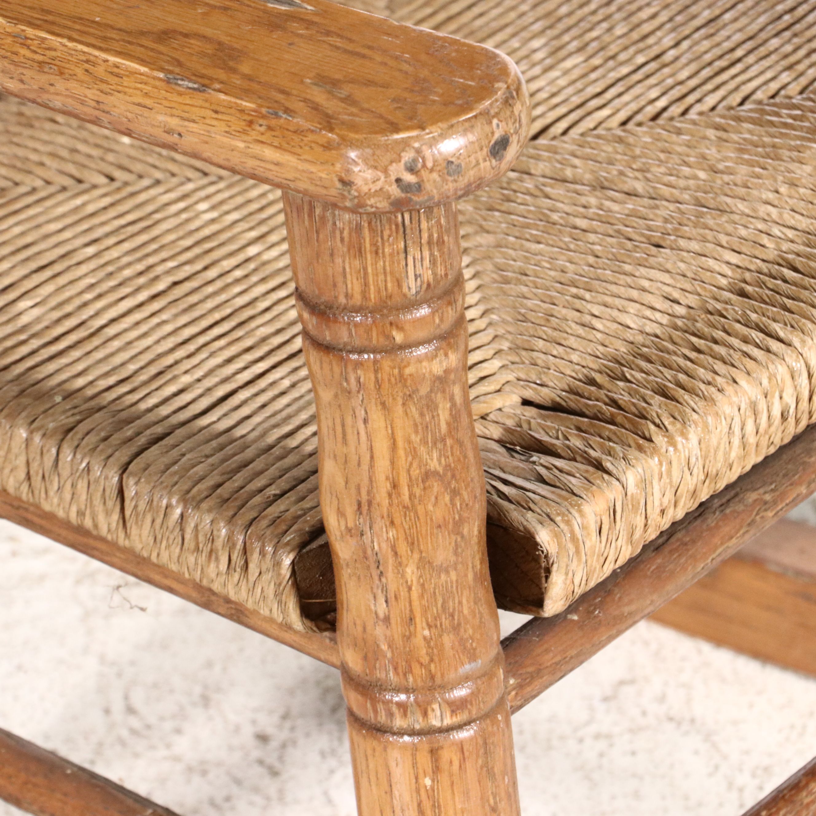 Children's Oak Rocking Chair with Woven Back and Seat, 20th Century