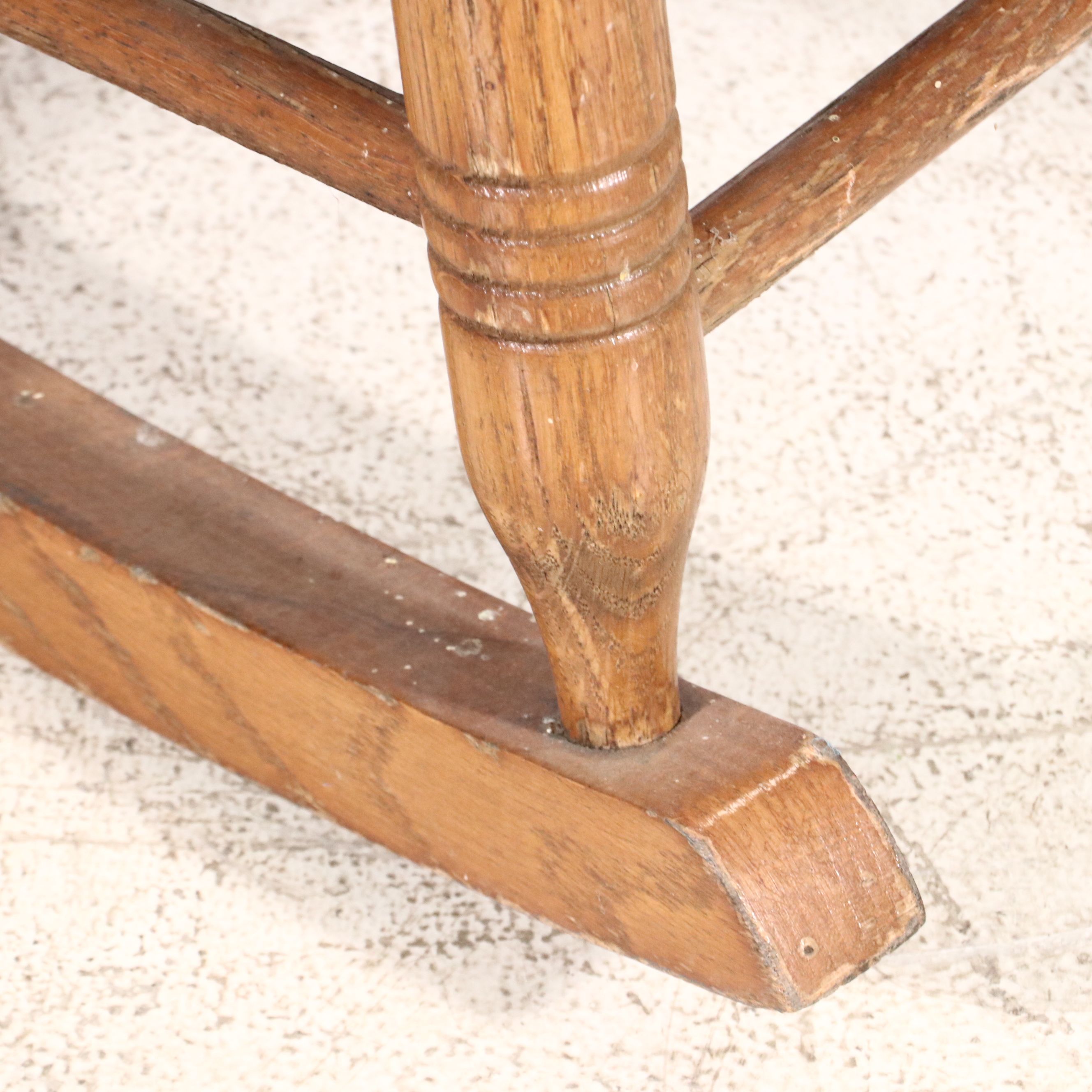 Children's Oak Rocking Chair with Woven Back and Seat, 20th Century