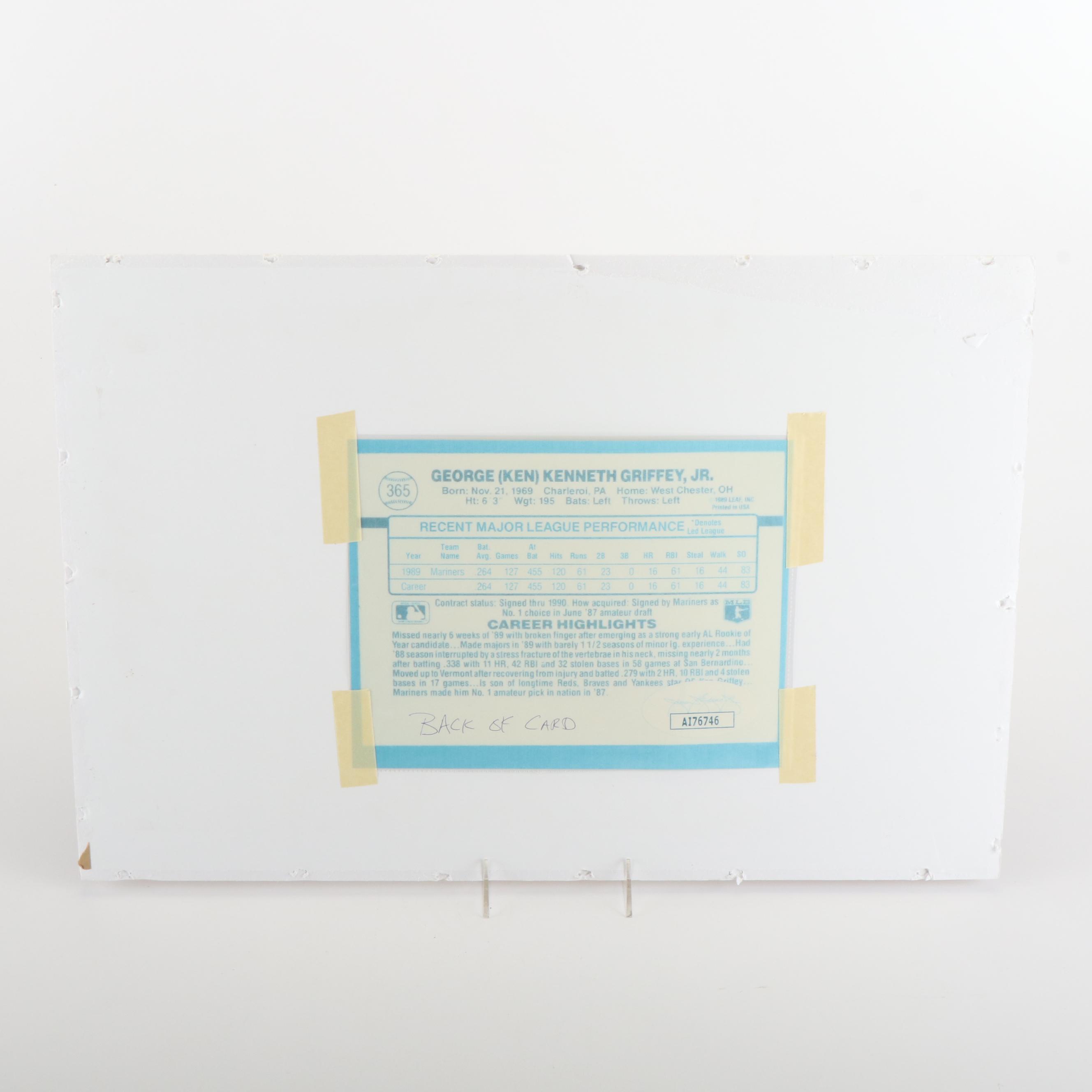 1990 Donruss Ken Griffey Jr Signed Baseball Card & Seattle Mariners Display, JSA