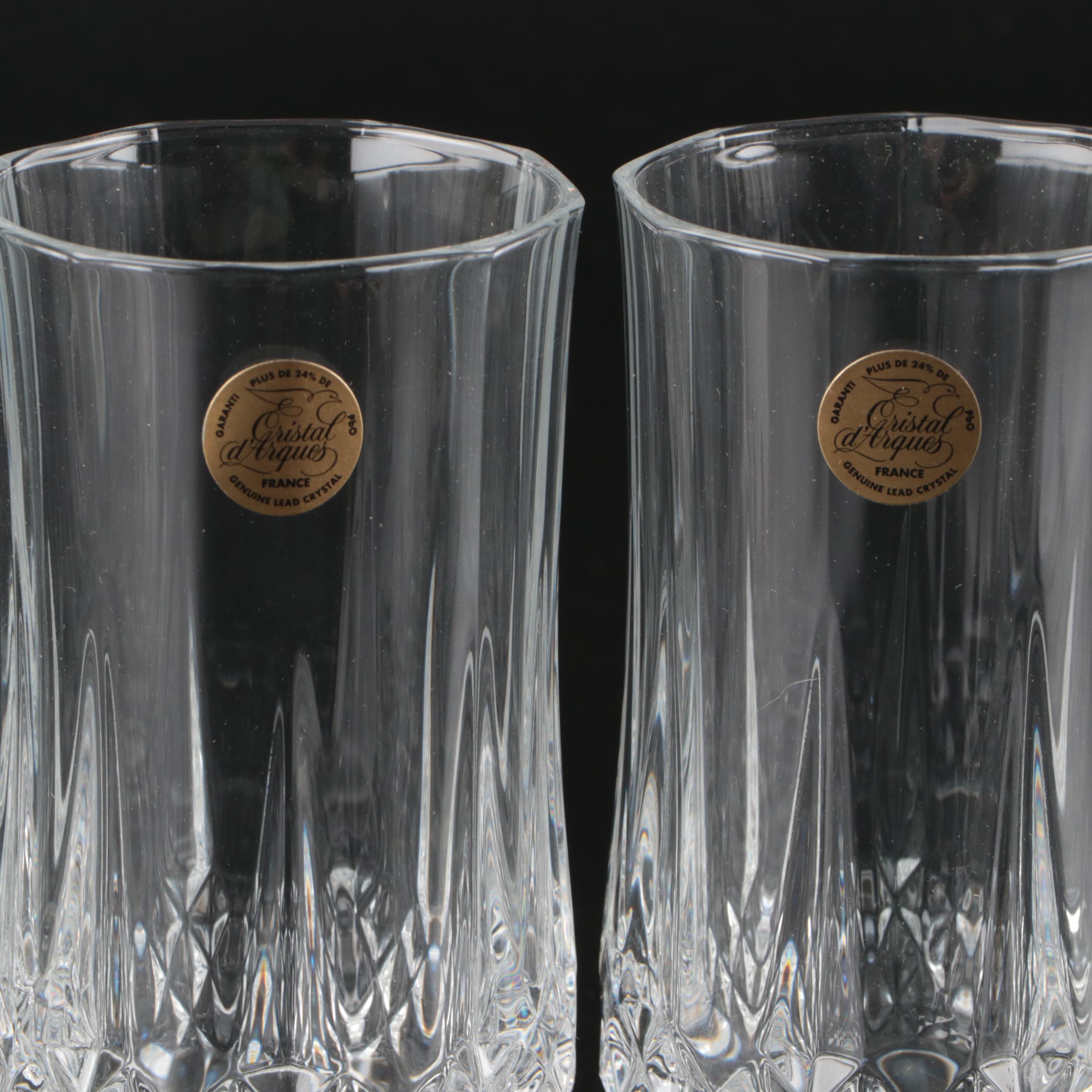 Cristal D'Arques Clear Stemmed Glasses and Tumblers with Candlesticks