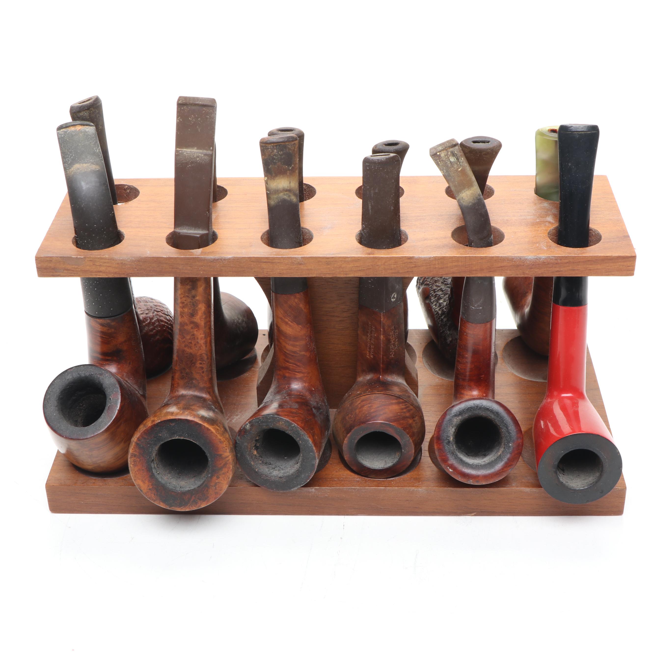 Butz-Choquin, Tabago, and More Carved Wood Pipes with Wooden Stand