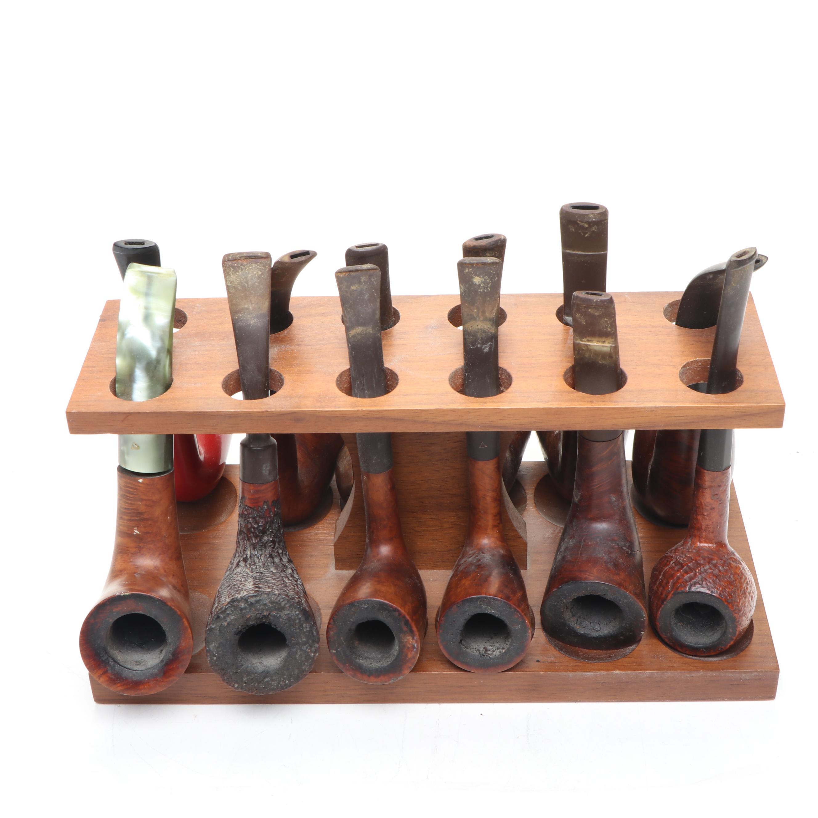 Butz-Choquin, Tabago, and More Carved Wood Pipes with Wooden Stand