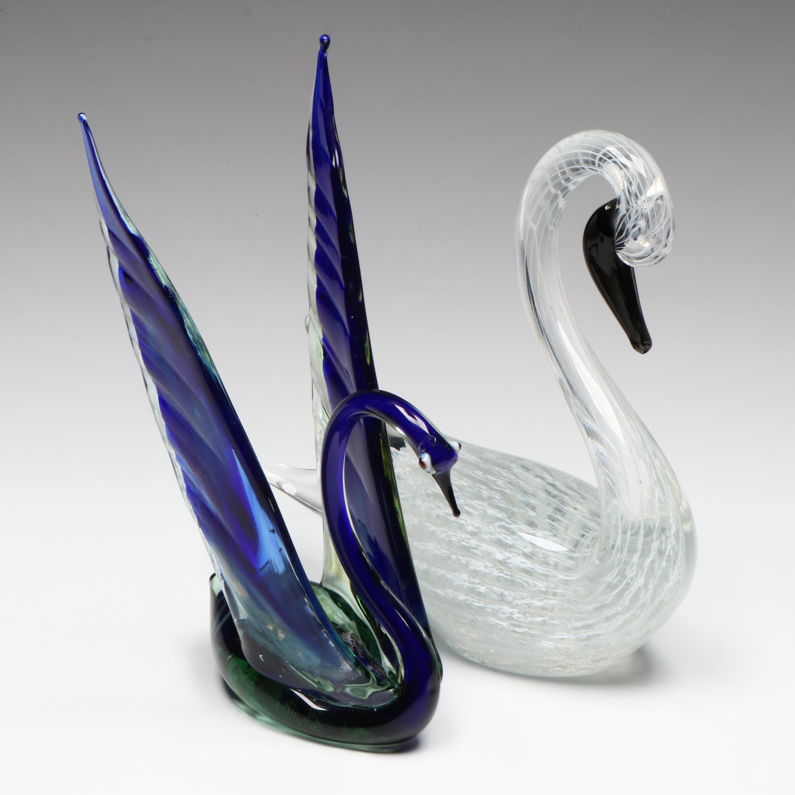 Murano Blown Glass Swans