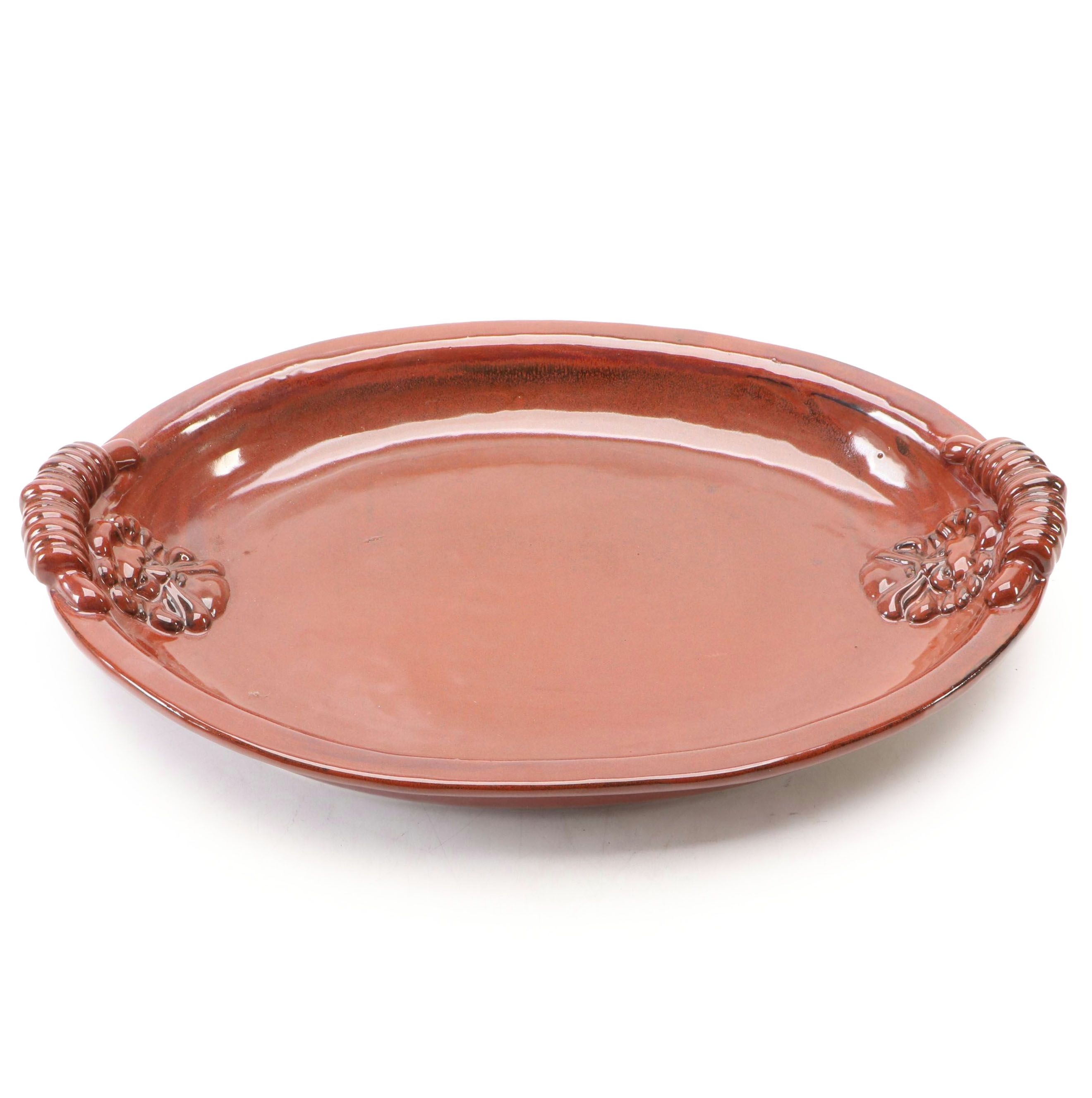 Italian Style Glazed Earthenware Oval Serving Dish