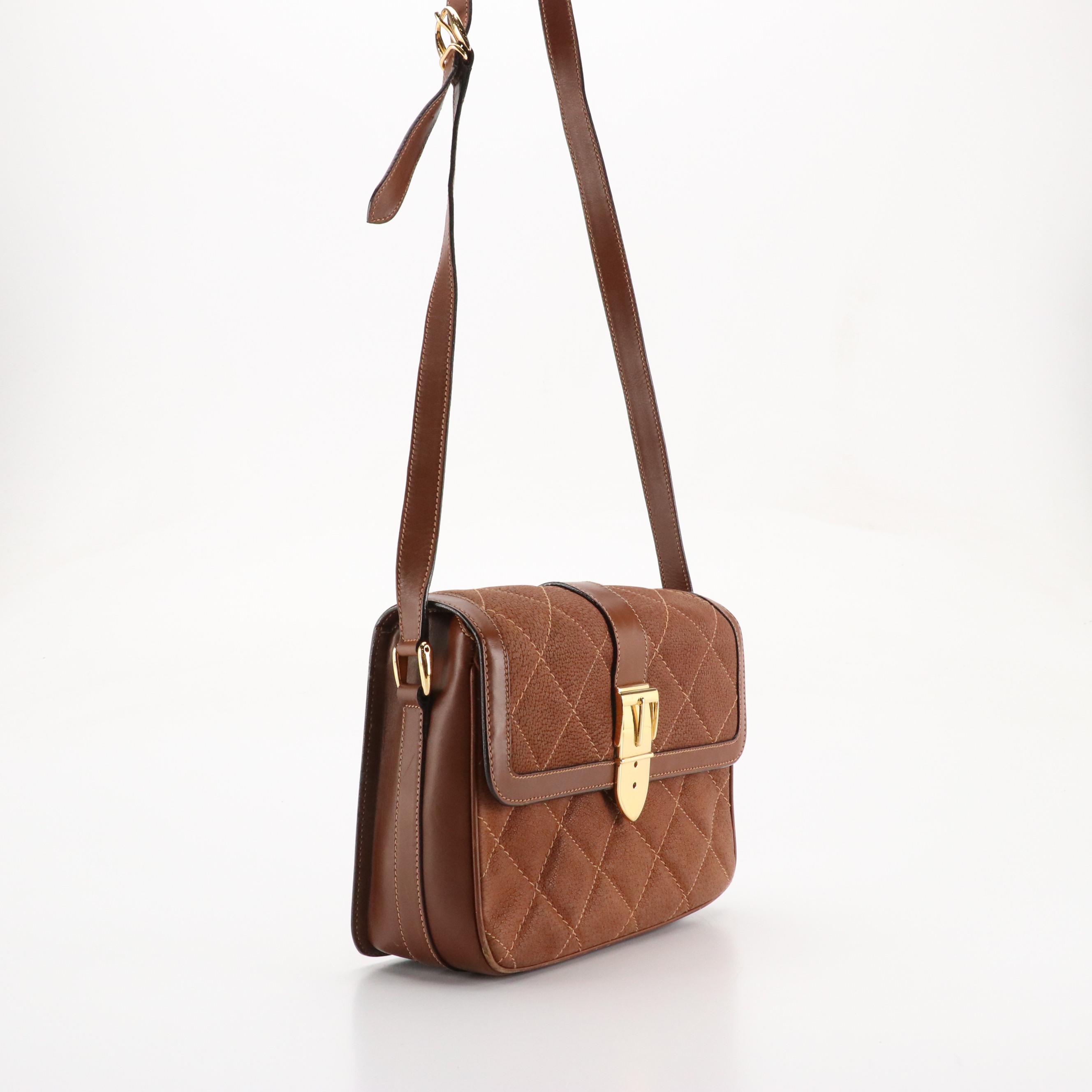 Gucci Brown Quilted Leather Buckle Flap Shoulder Bag