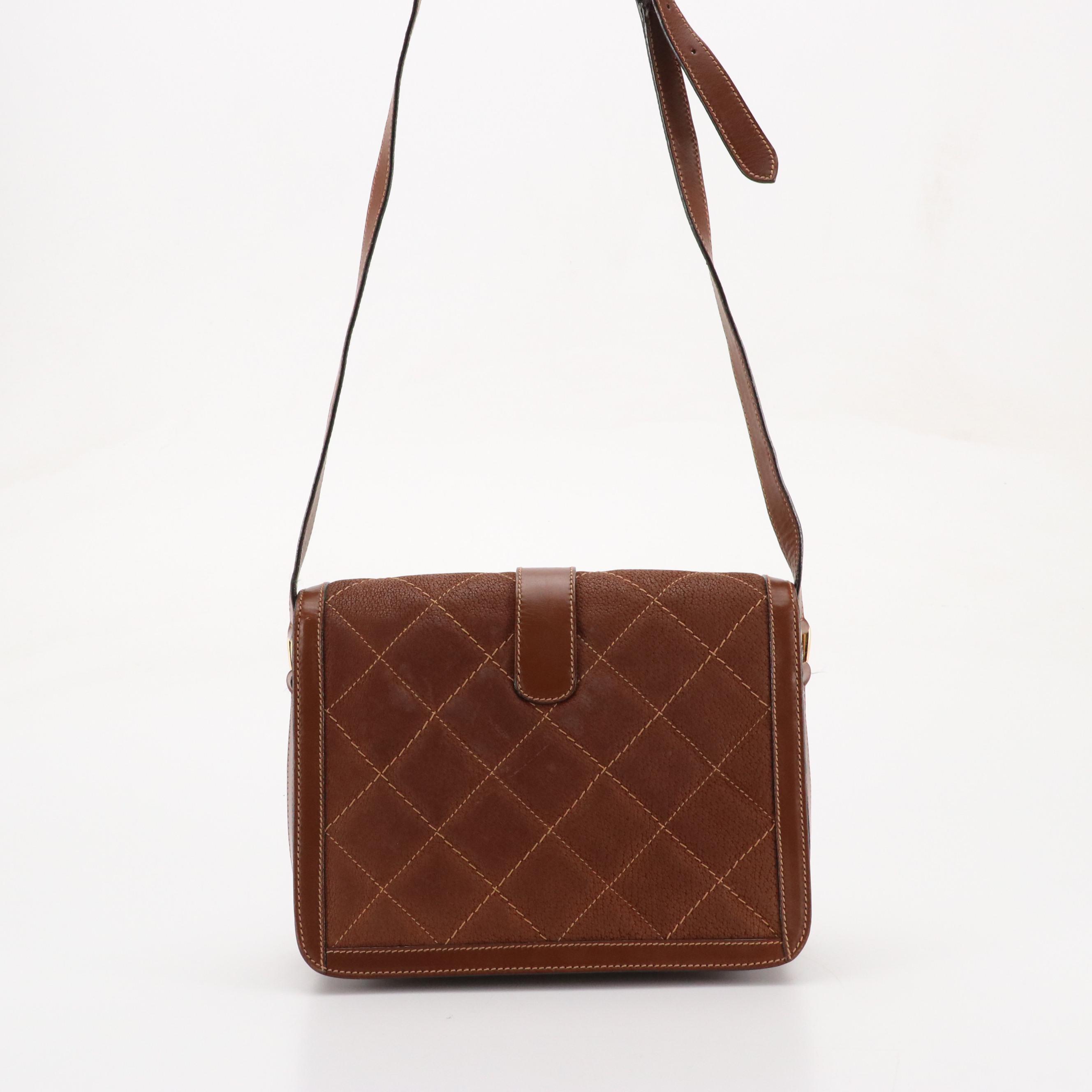 Gucci Brown Quilted Leather Buckle Flap Shoulder Bag