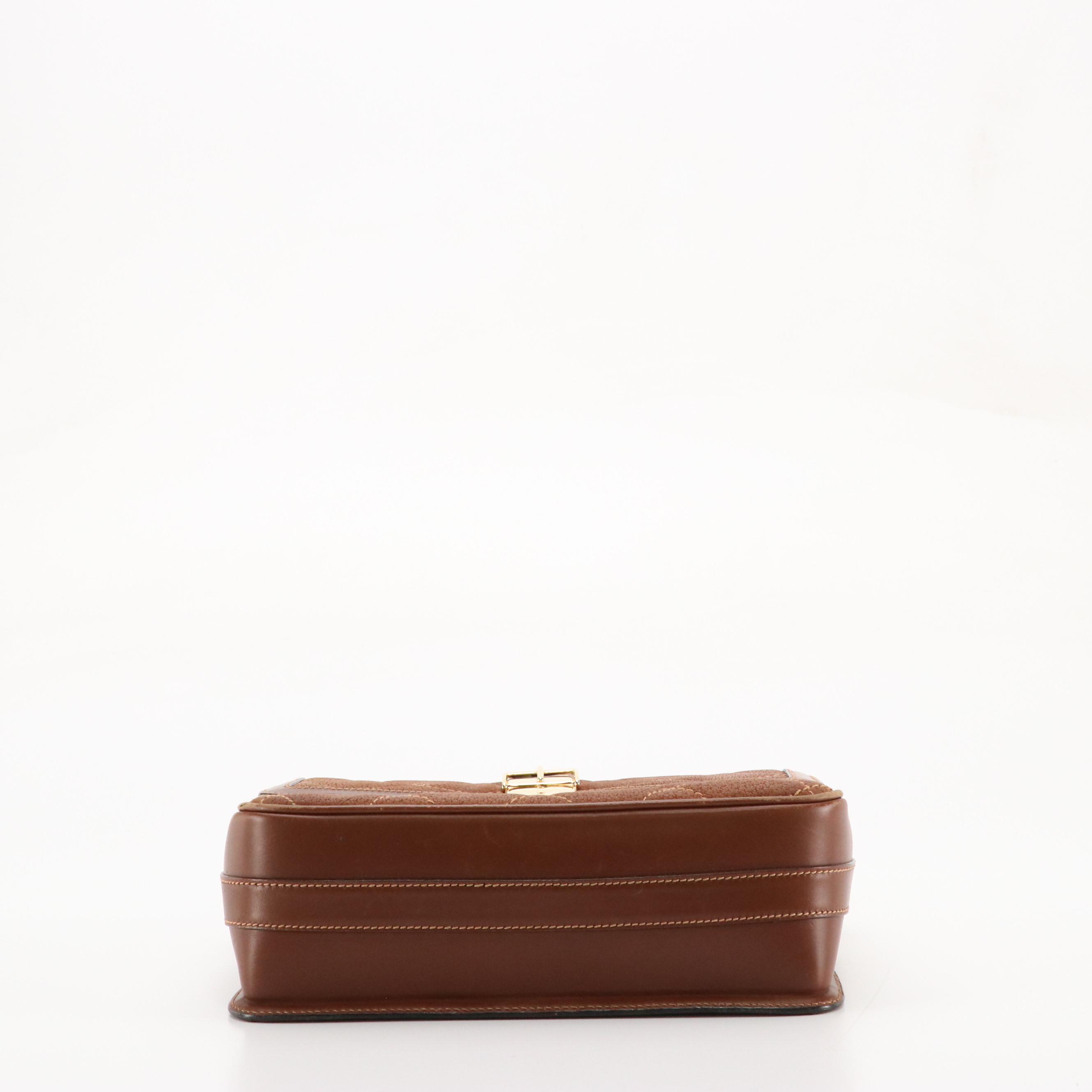 Gucci Brown Quilted Leather Buckle Flap Shoulder Bag