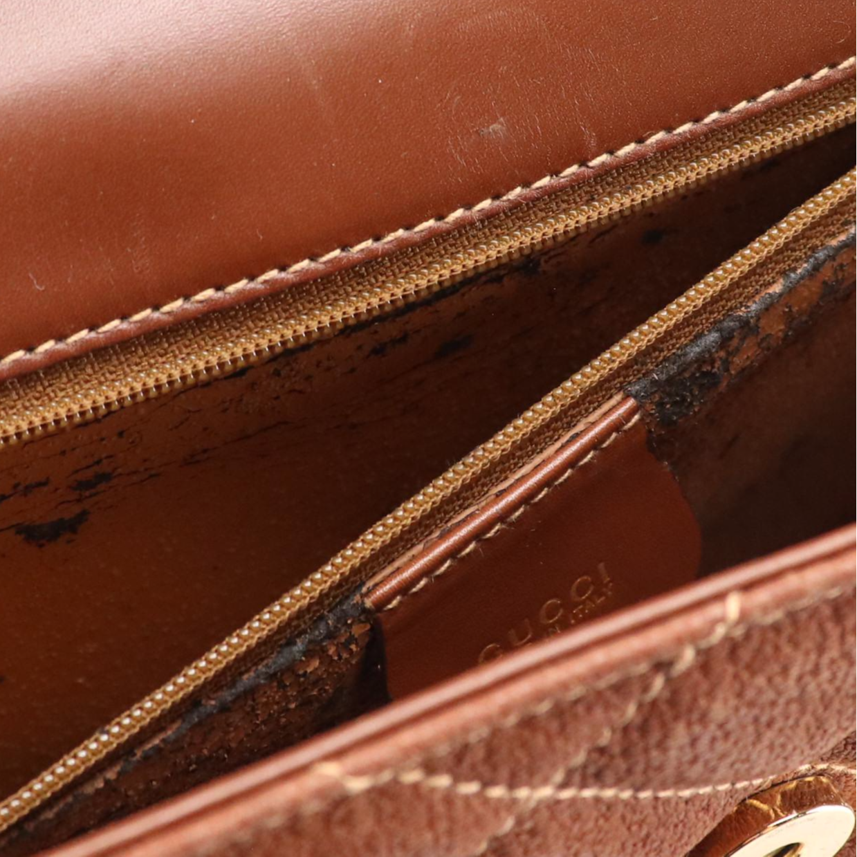 Gucci Brown Quilted Leather Buckle Flap Shoulder Bag