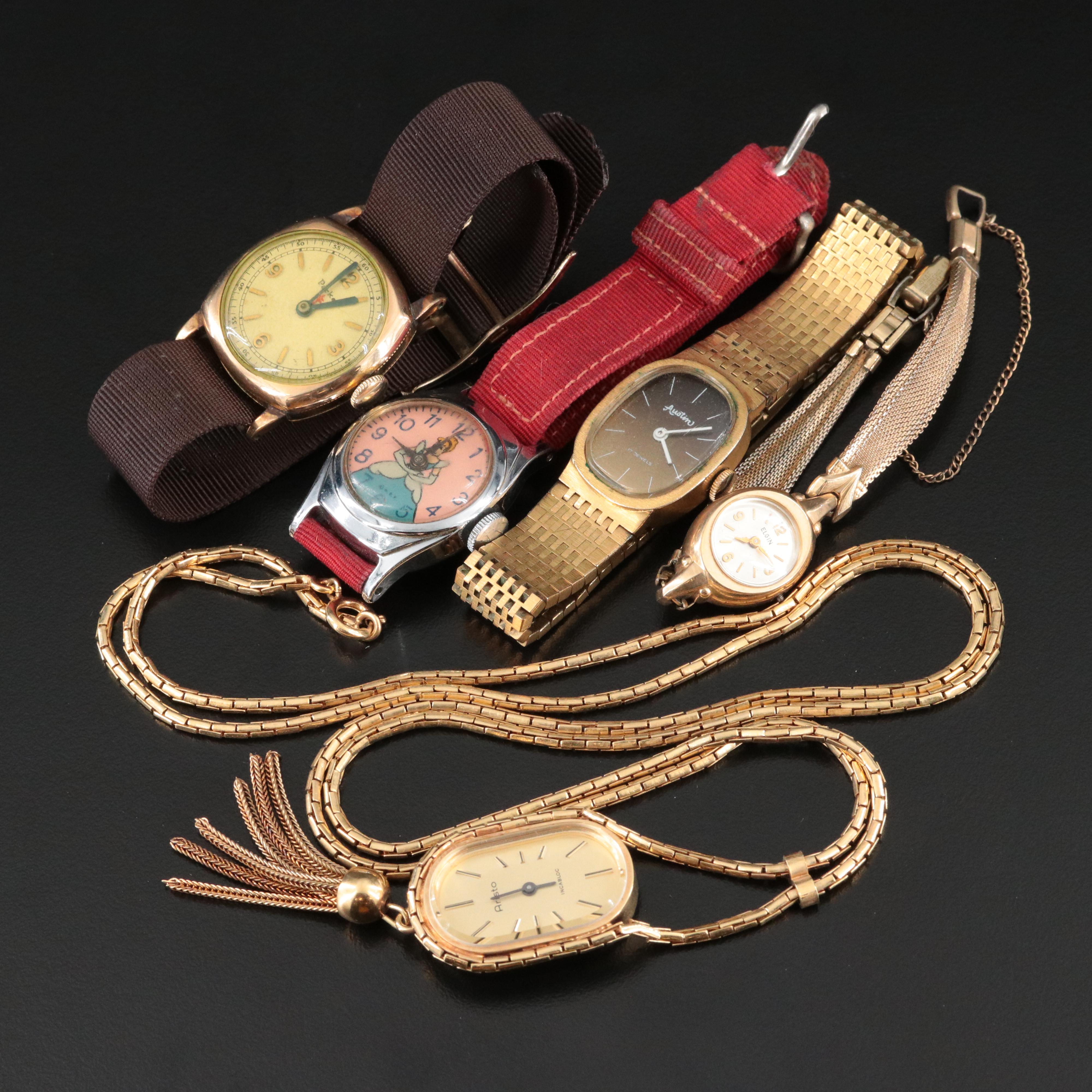 Collection of Quartz and Stem Wind Wristwatches and Pendant Watch