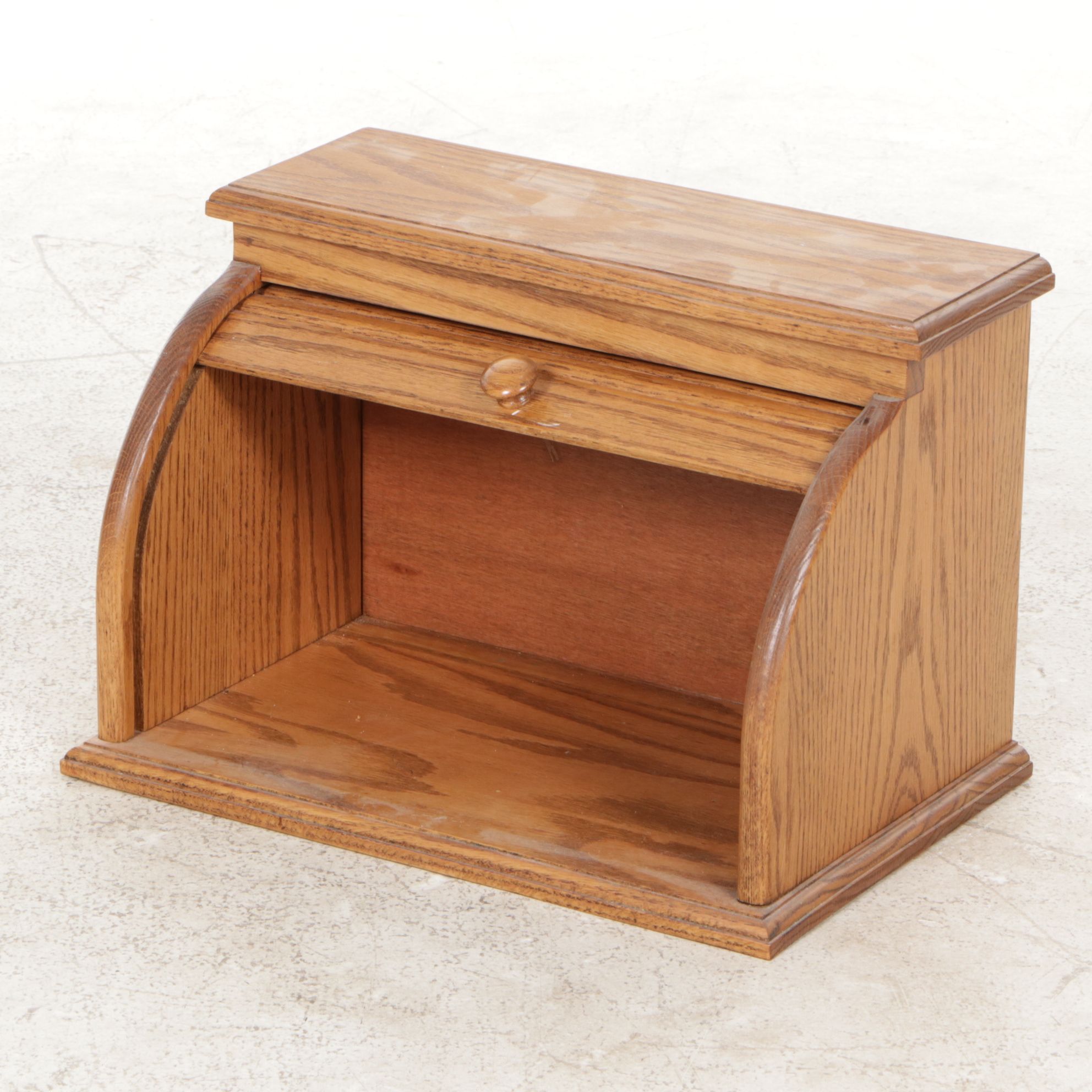 Oak Wood Roll-Top Bread Box