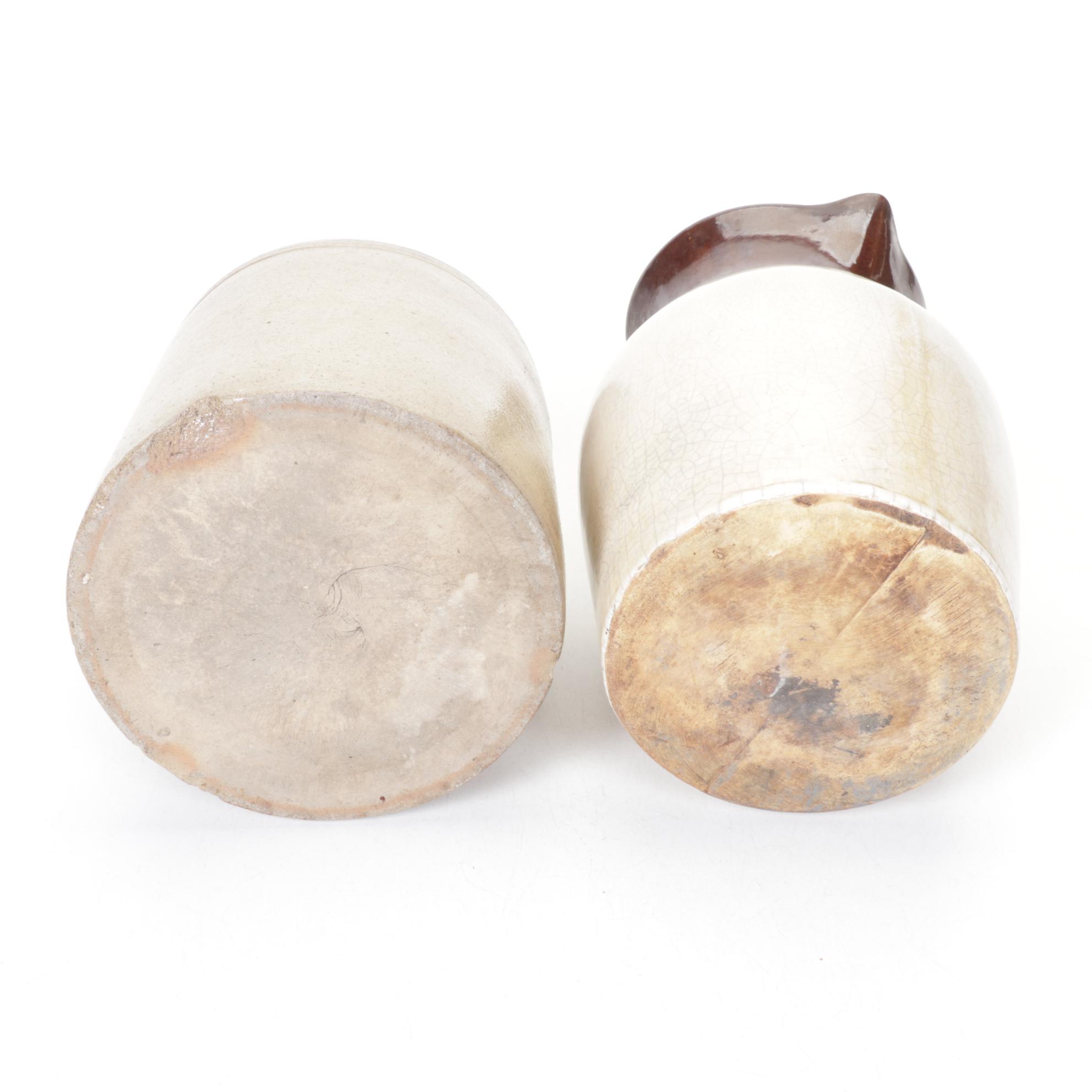 Stoneware Jugs with Mid-Century Kitchen Utensils