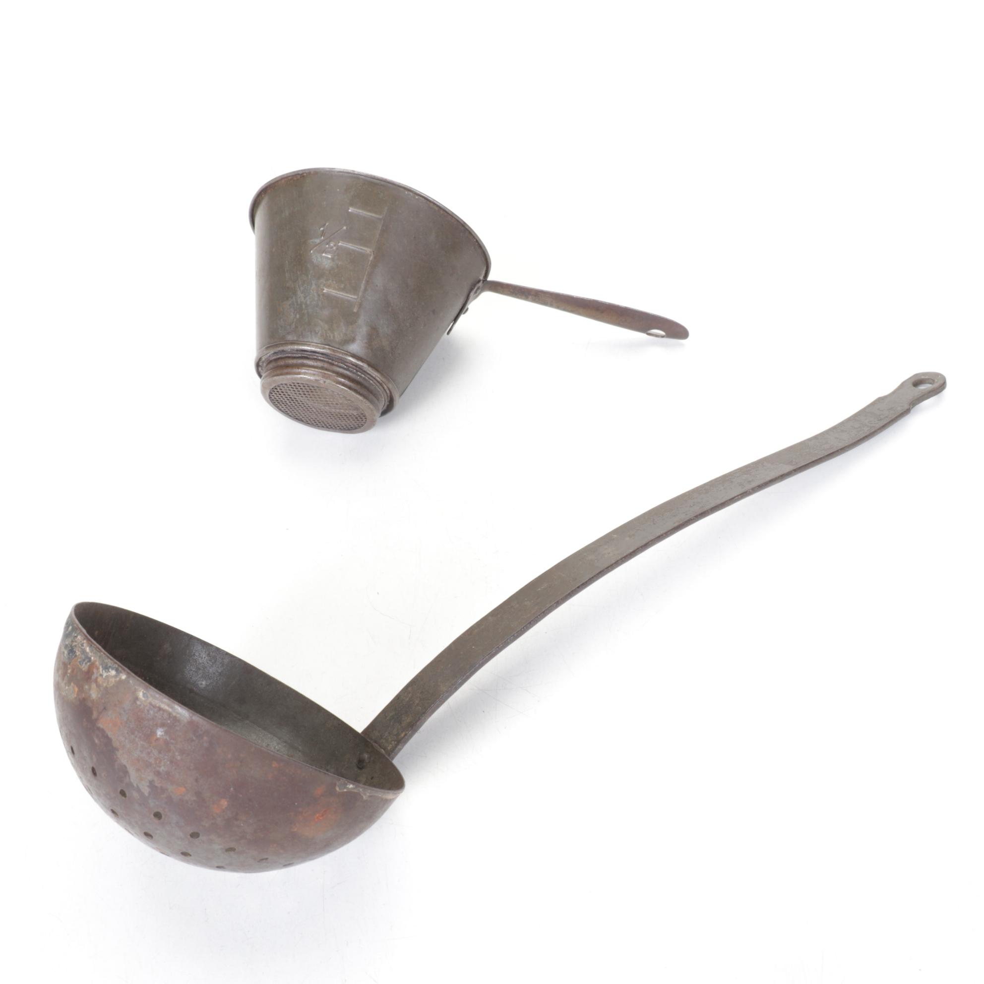 Stoneware Jugs with Mid-Century Kitchen Utensils