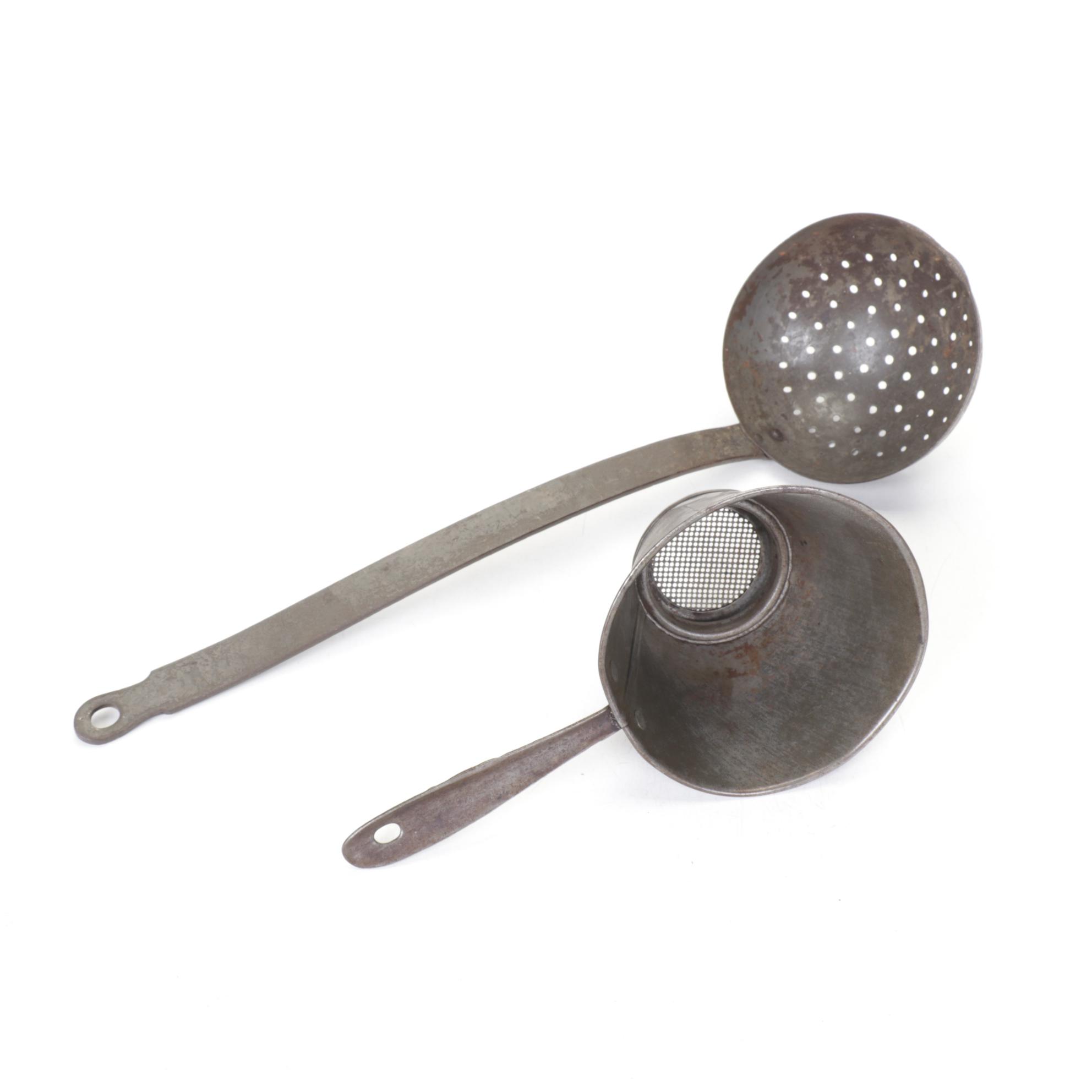 Stoneware Jugs with Mid-Century Kitchen Utensils