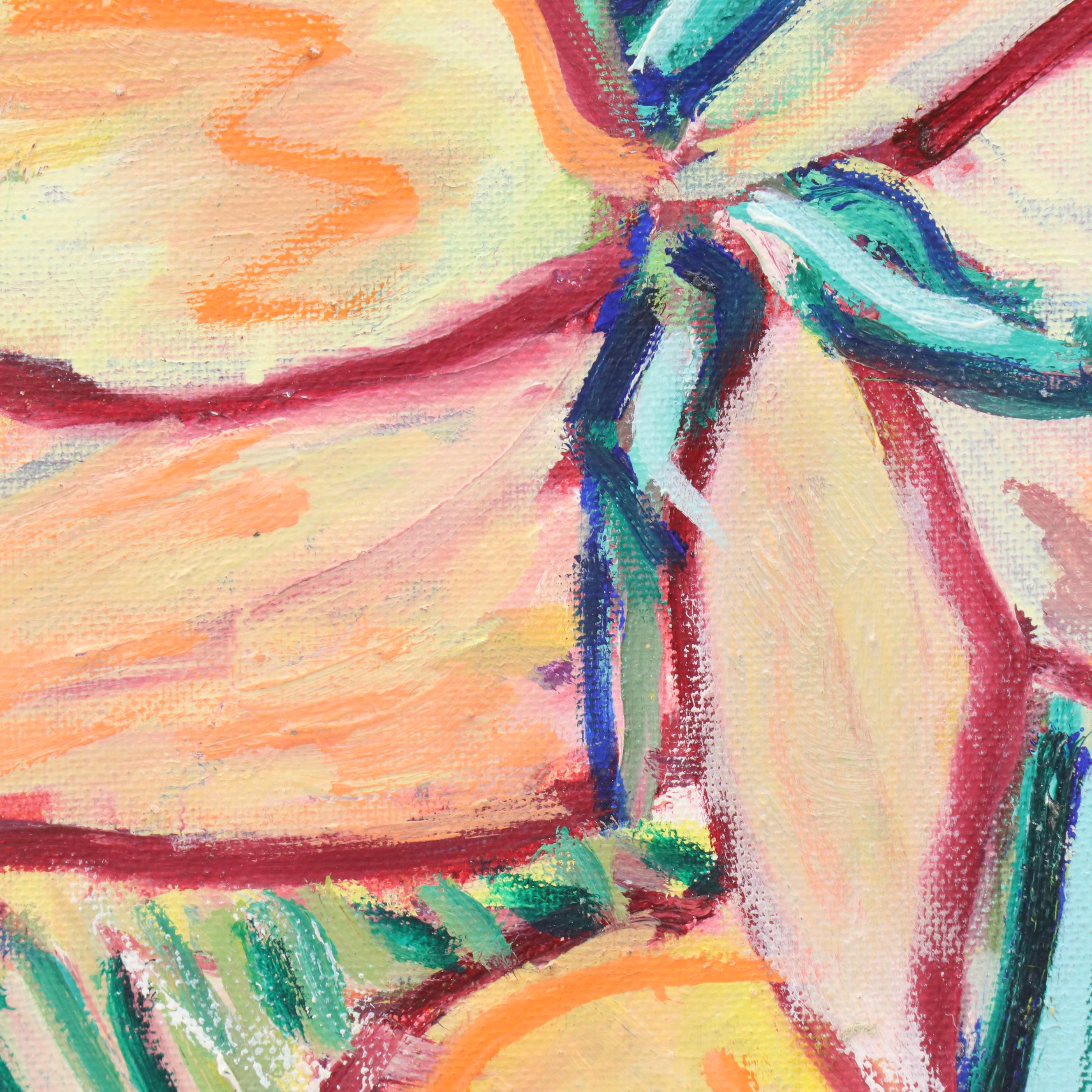 Janice Guttman Stylized Floral Acrylic Painting, 2003