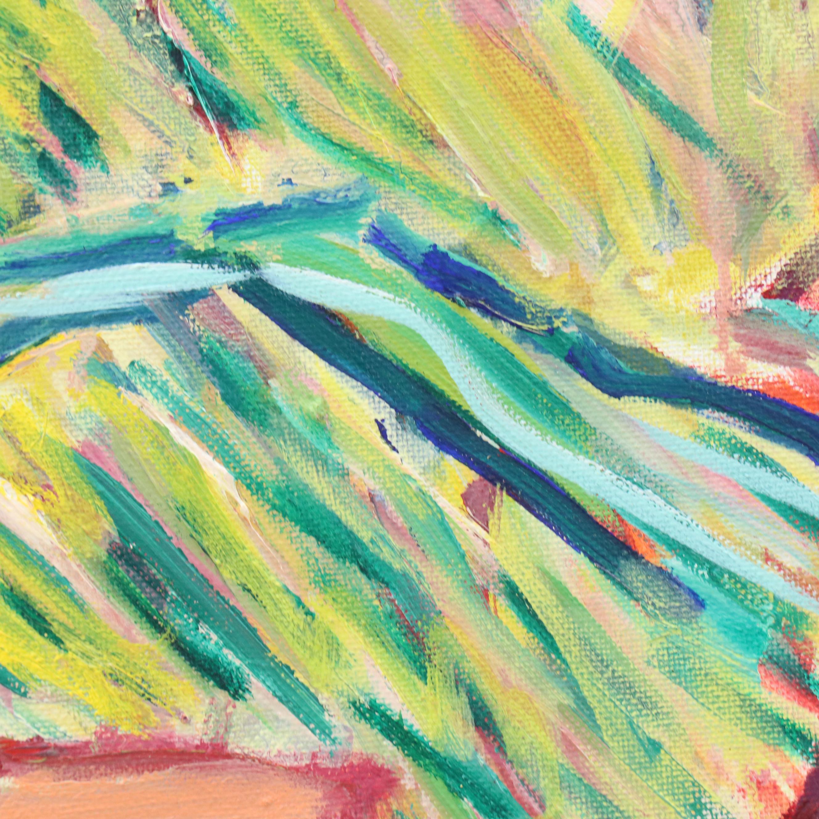 Janice Guttman Stylized Floral Acrylic Painting, 2003