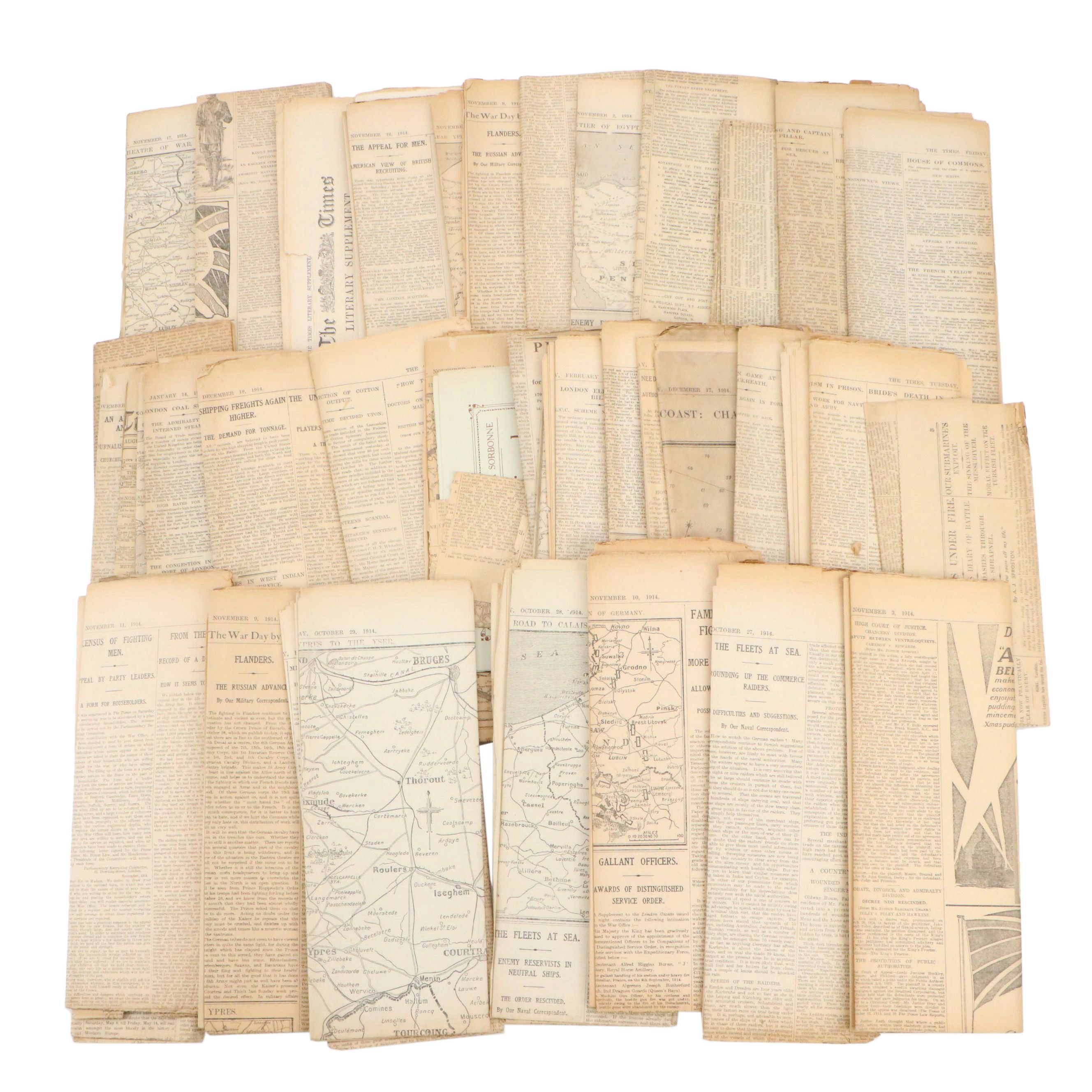 "The Times" Newspaper Collection Featuring World War I, 1914–1915