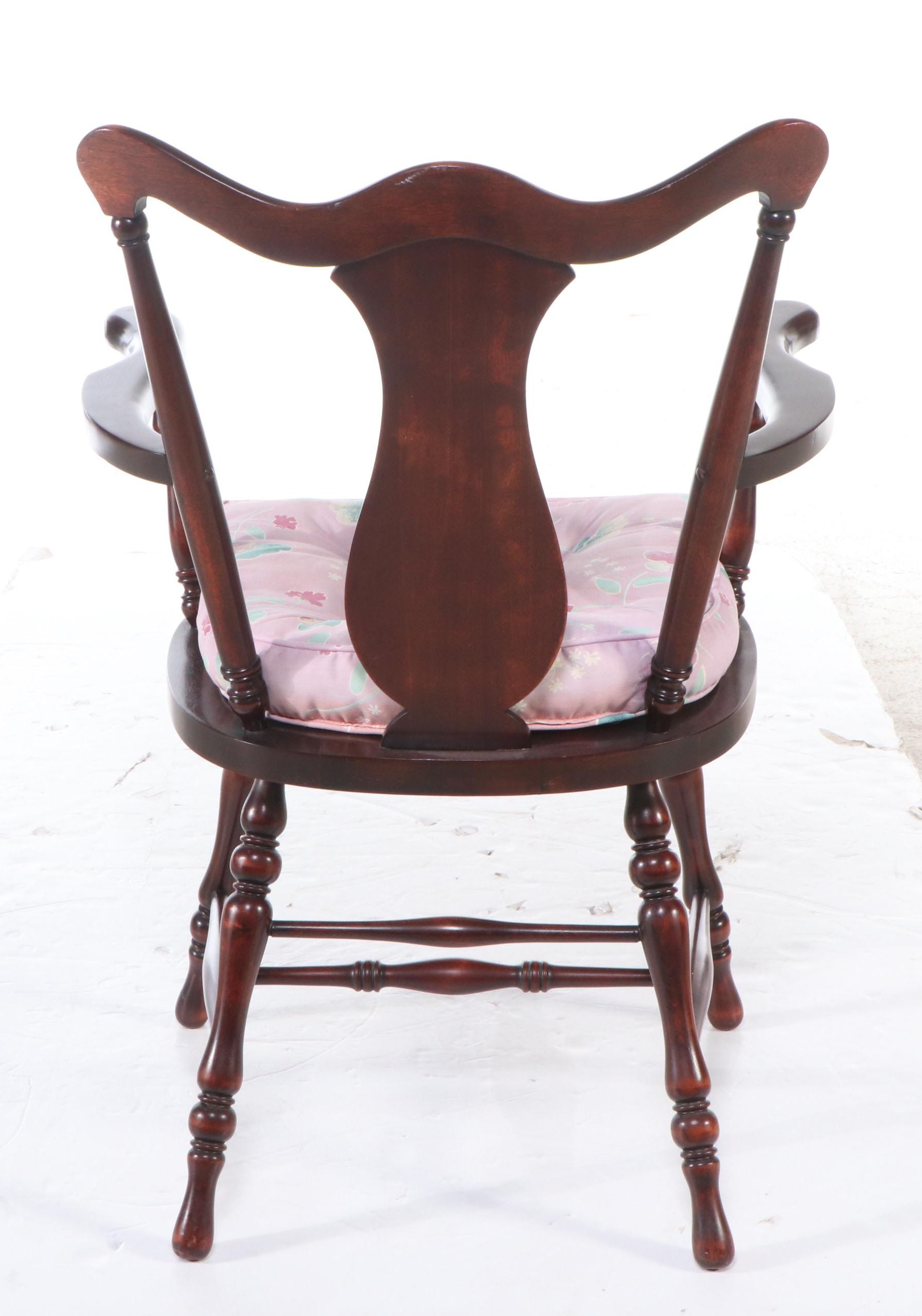 Mahogany Armchair Accented with Floral Inlay