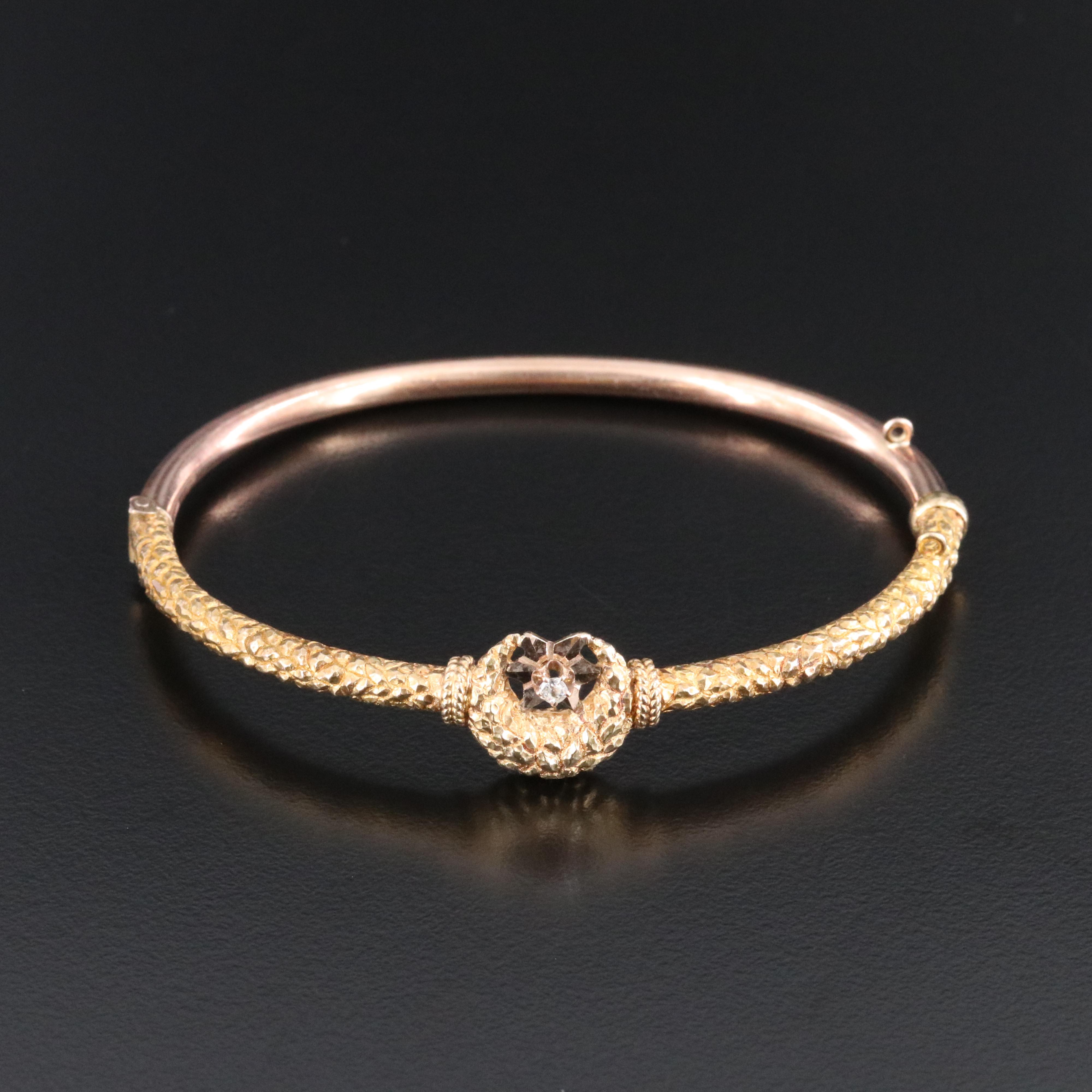 Antique 10K, 14K and Gold-Filled 0.03 CT Diamond Bangle