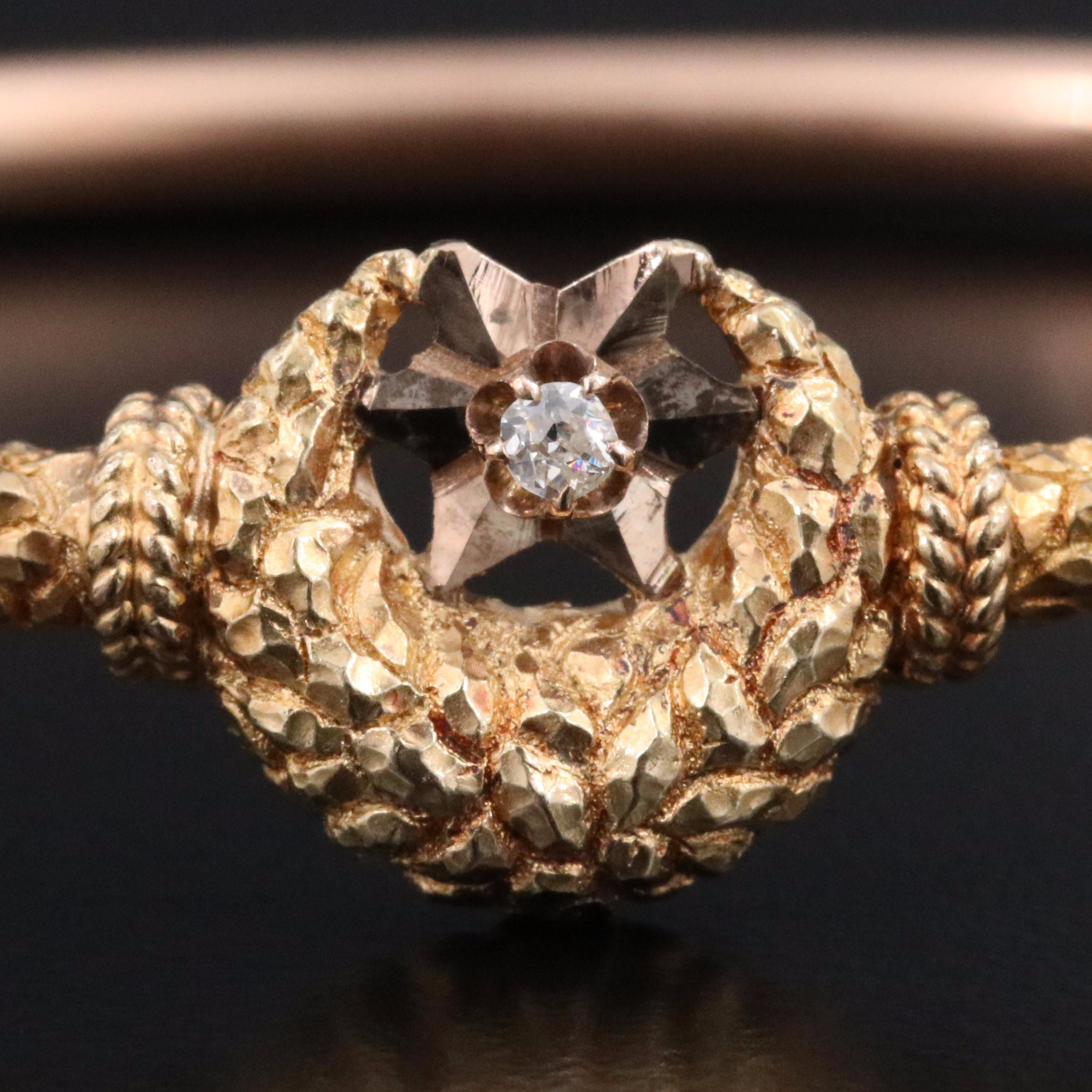 Antique 10K, 14K and Gold-Filled 0.03 CT Diamond Bangle