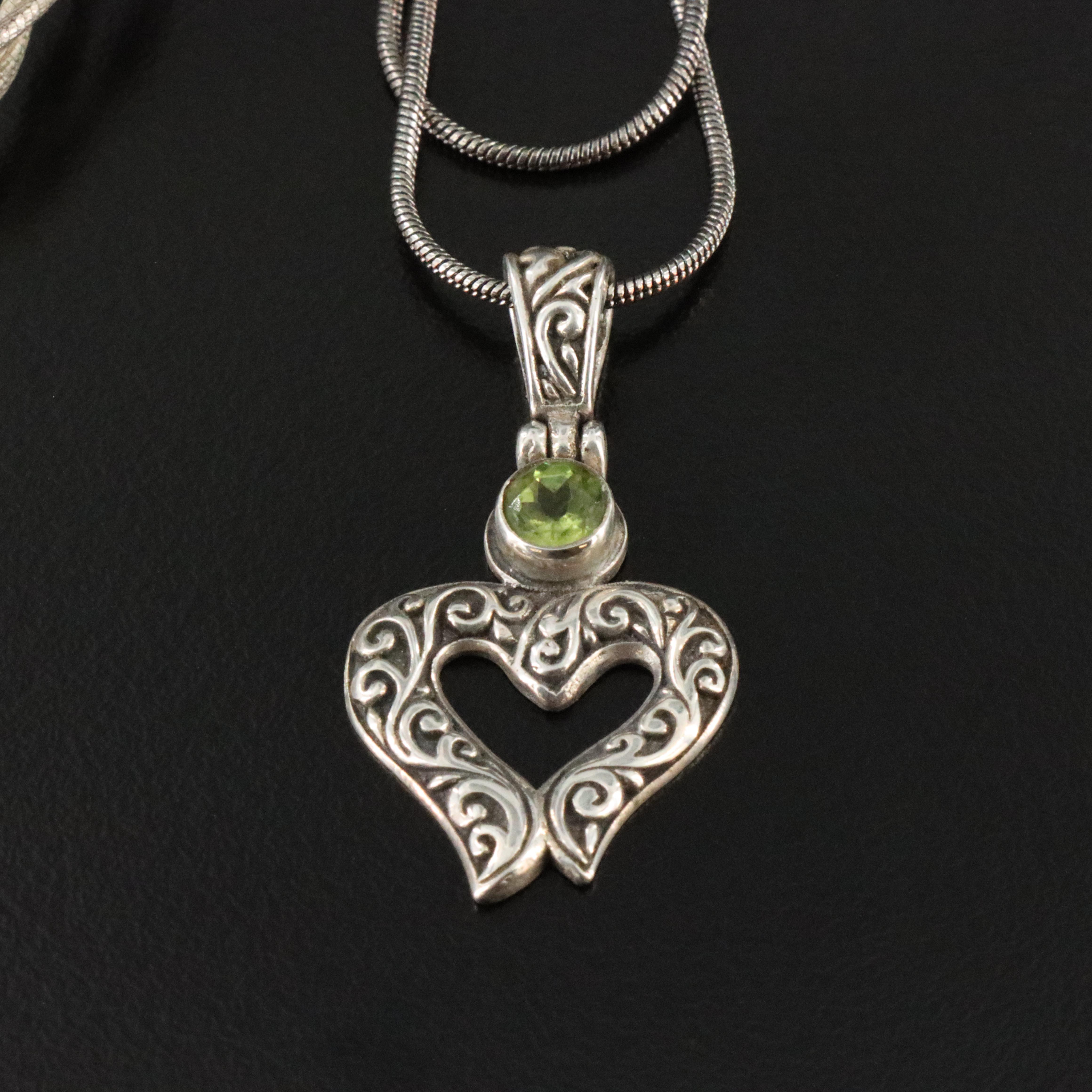 Sterling Tree of Life and Peridot Heart Pendant Necklaces