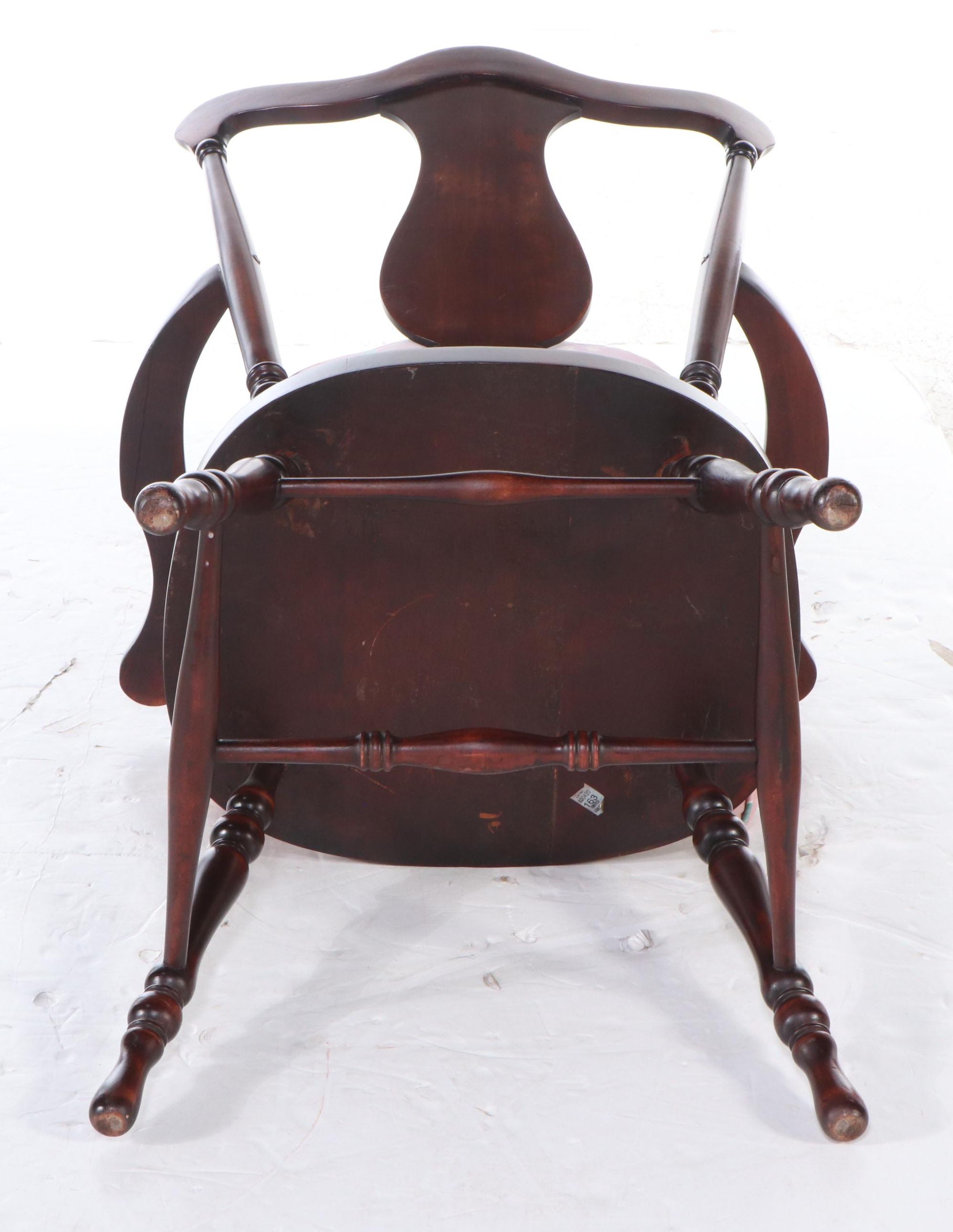 Mahogany Armchair Accented with Floral Inlay