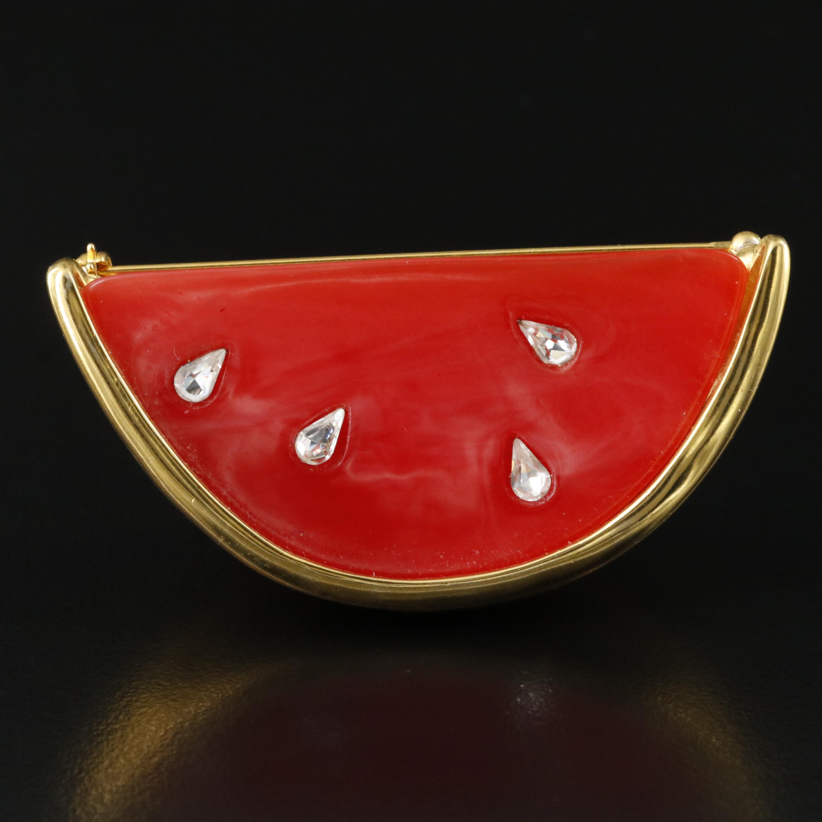 Givenchy Watermelon Brooch with Rhinestone Details