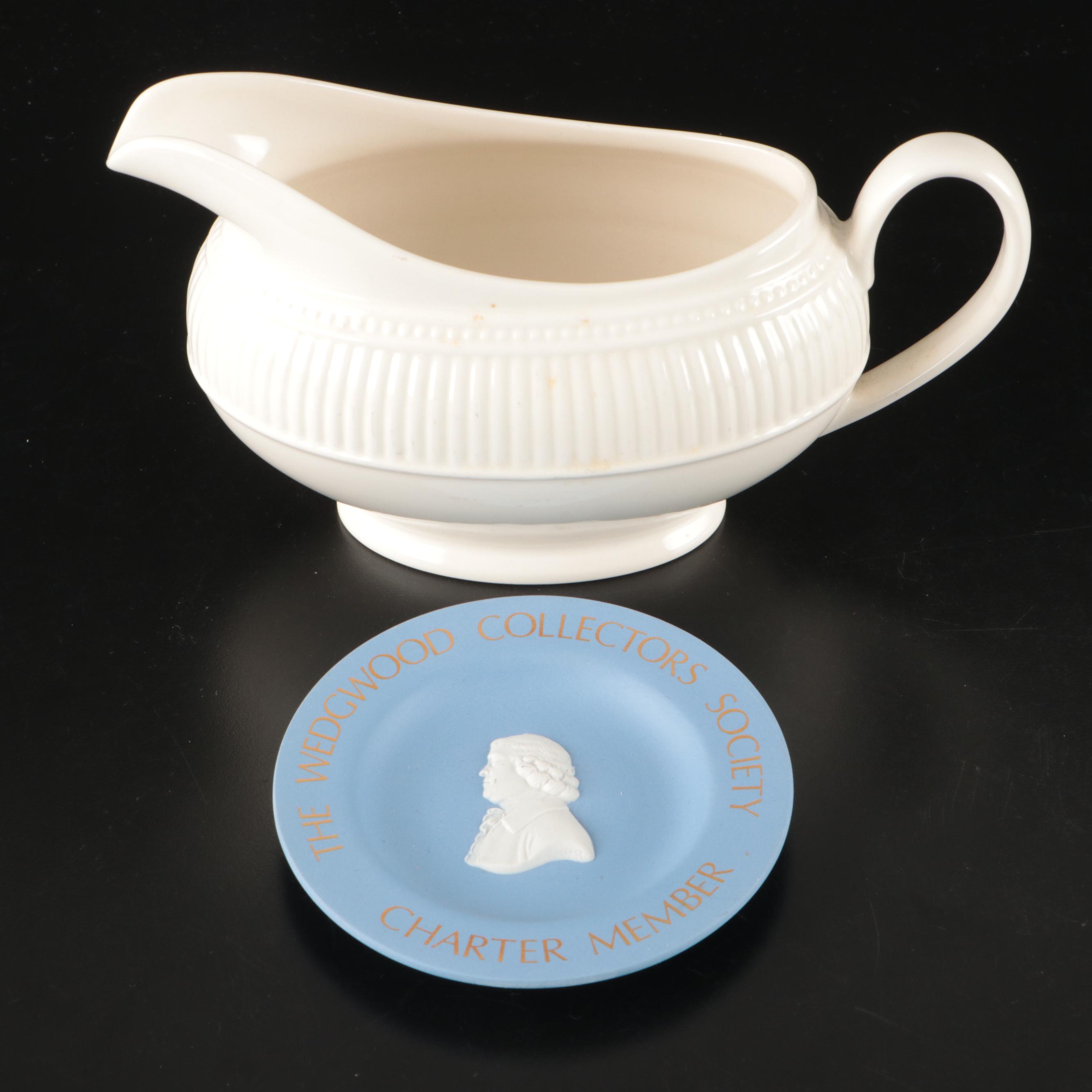 Wedgwood "Charter Member" Stoneware Plate and "Windsor" Porcelain Gravy Boat
