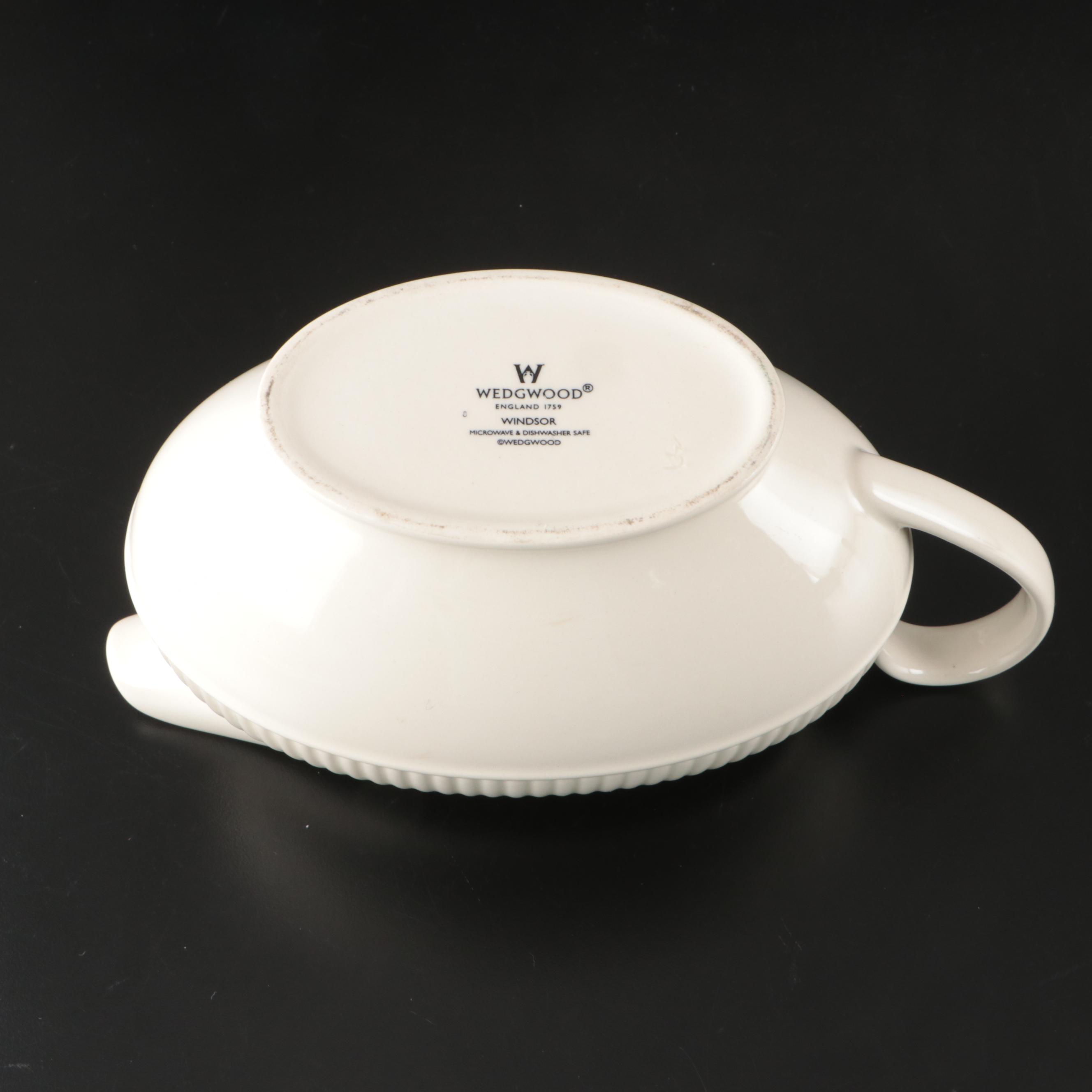 Wedgwood "Charter Member" Stoneware Plate and "Windsor" Porcelain Gravy Boat