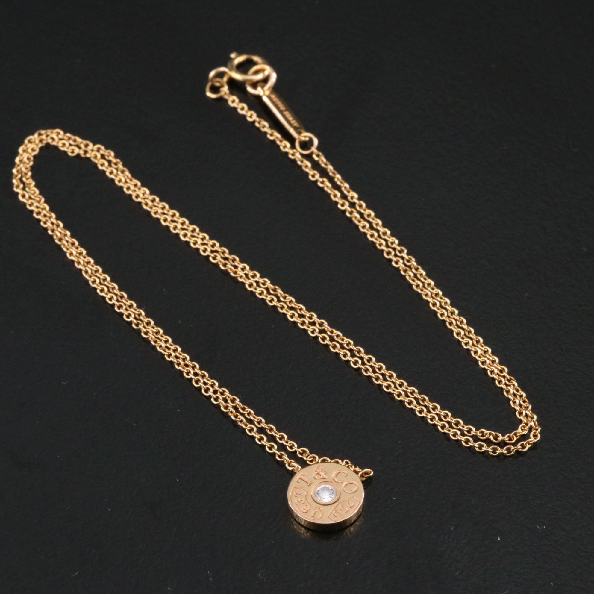 Tiffany & Co. 18K Rose Gold and Diamond Circle Necklace