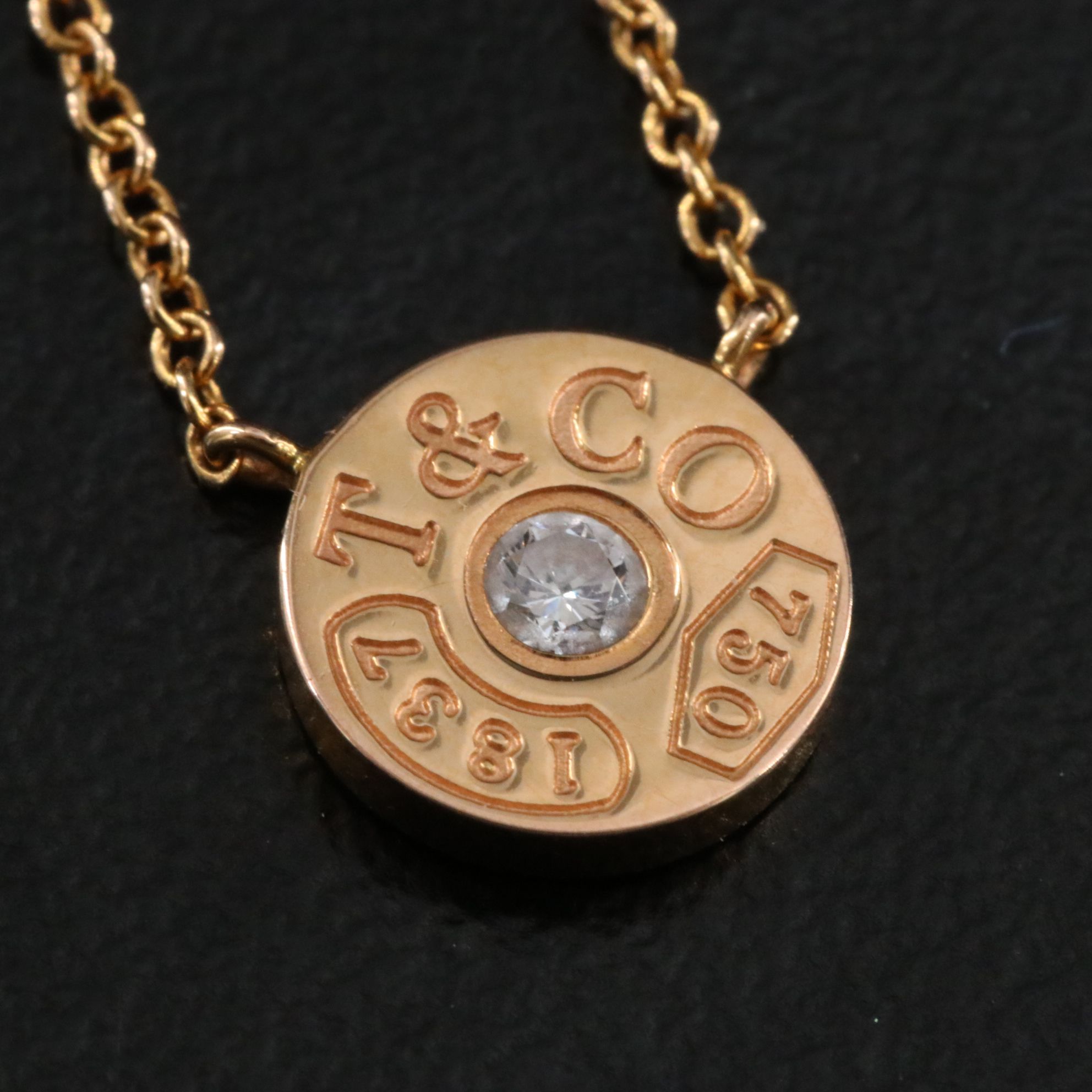 Tiffany & Co. 18K Rose Gold and Diamond Circle Necklace