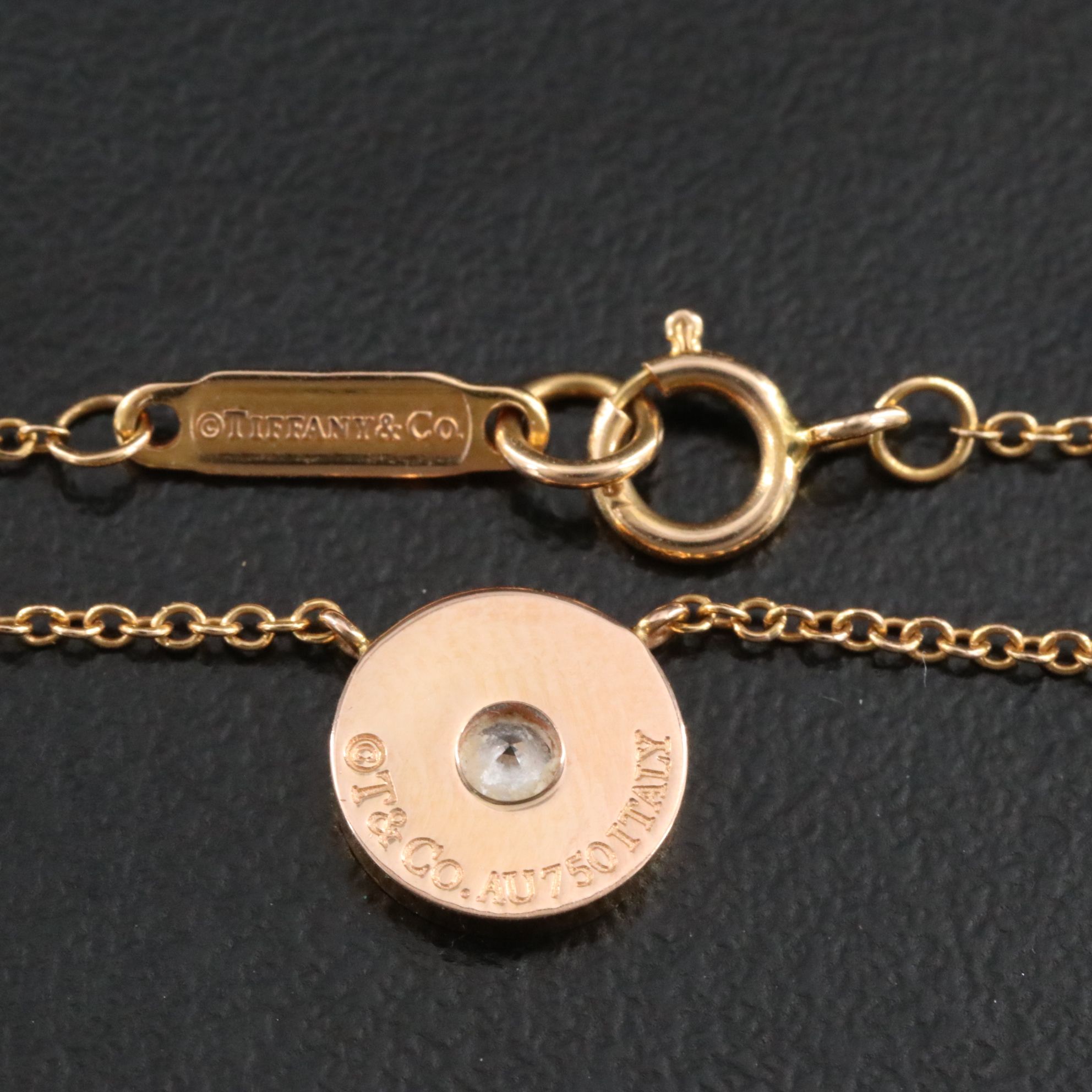 Tiffany & Co. 18K Rose Gold and Diamond Circle Necklace